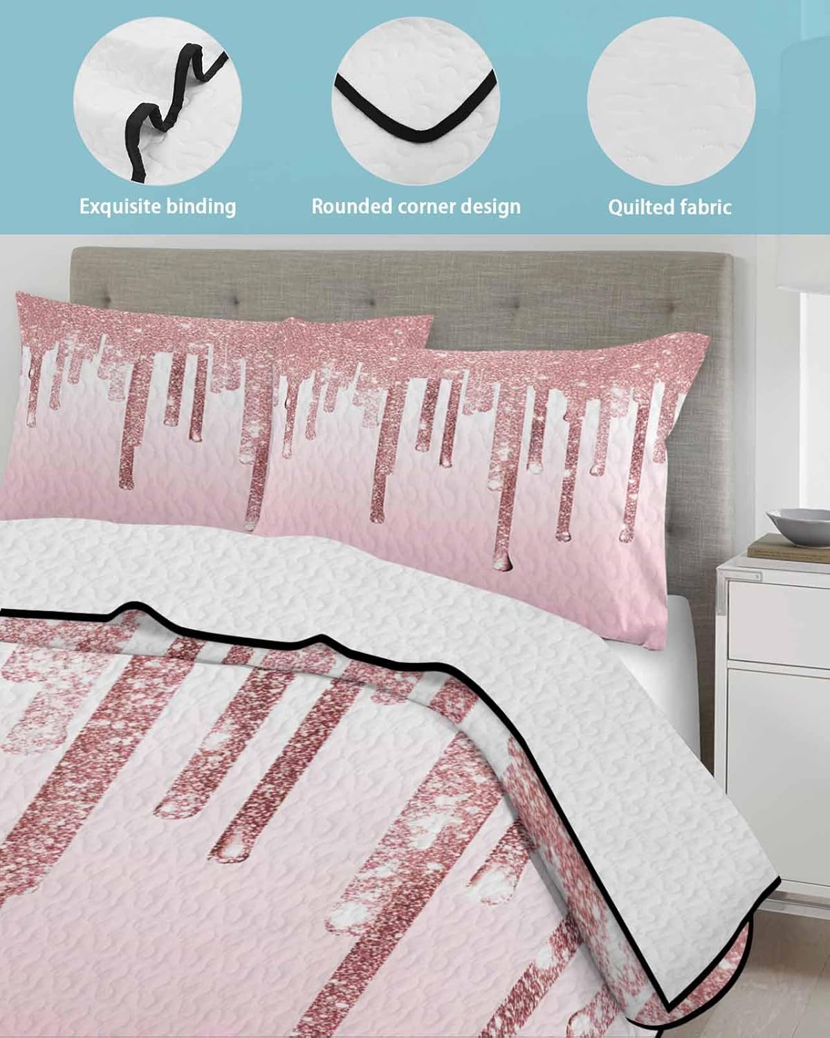 RisQiten Twin XL Quilt Set with Shams 1