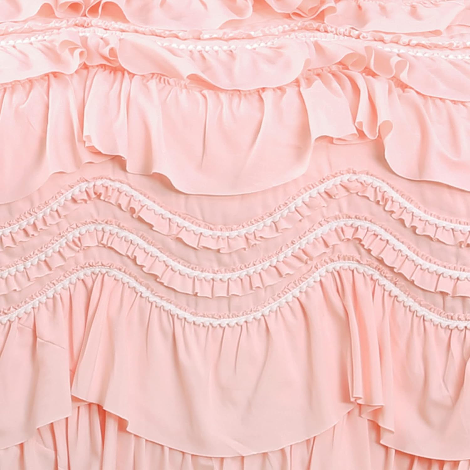 Lush Decor Kemmy Ruffled Quilt 3 Piece King Set PeachBlush