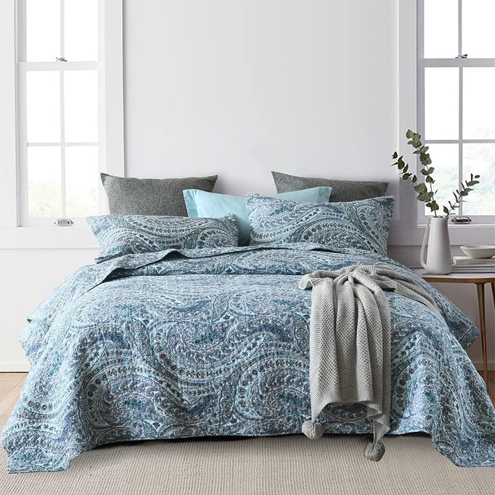 ENASAL Reversible Paisley Cotton Quilt Set King Size