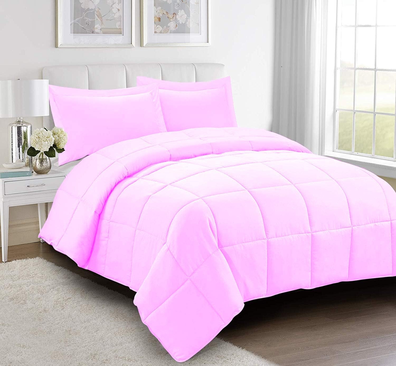 Restilon All Season Cooling Comforter Set - 5 PC Pink Super King