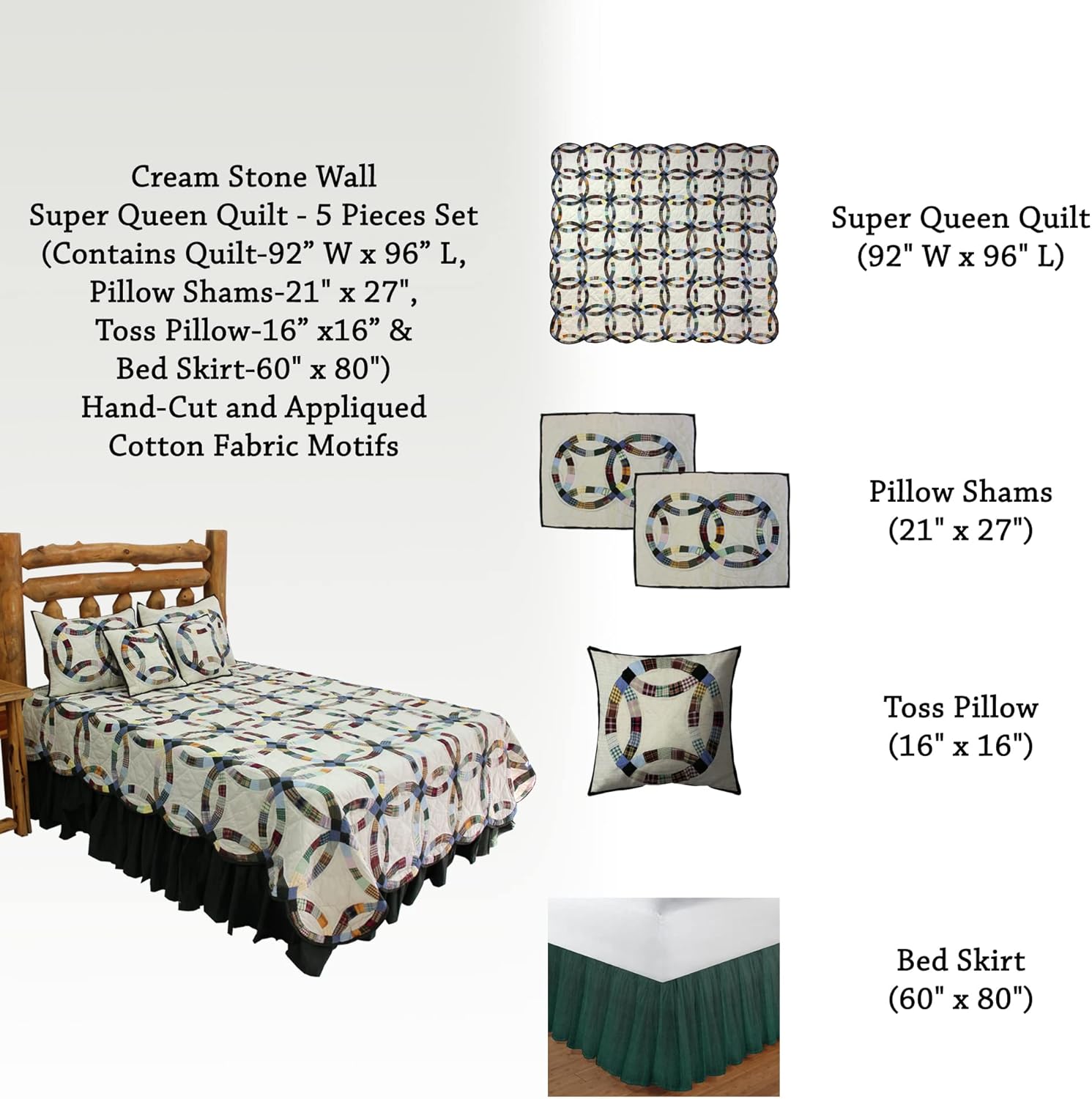 Patch Magic Cream Stone Wall Super Queen Quilt Set