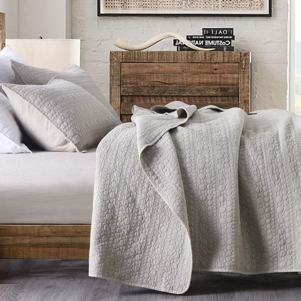 HORIMOTE HOME Quilt Set Twin Beige Stone-Washed Microfiber