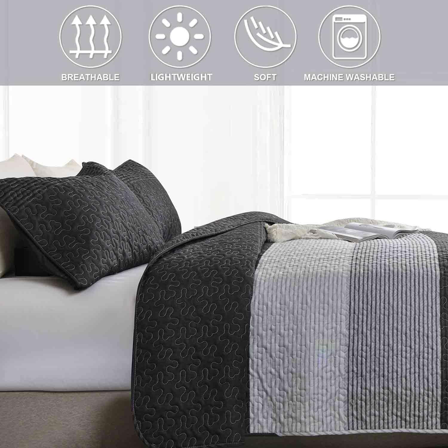 Nanko Quilt Set Queen Full 3 Pcs Modern Patchwork