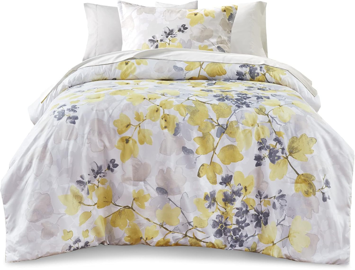 Madison Park Comforter Set Leaf Yellow 6 Piece