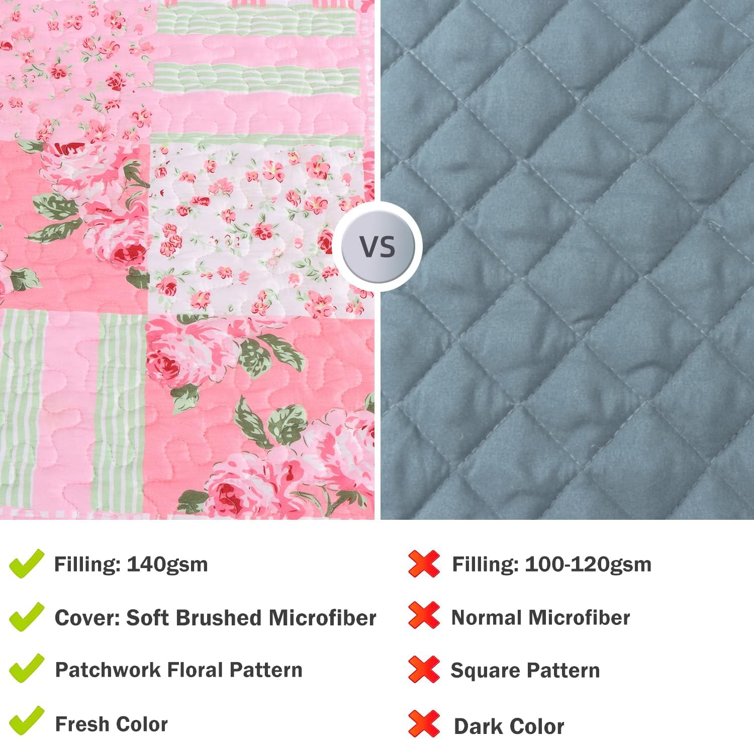 Cmfshape Floral Bedspread and Pillow Shams Set - Queen Size