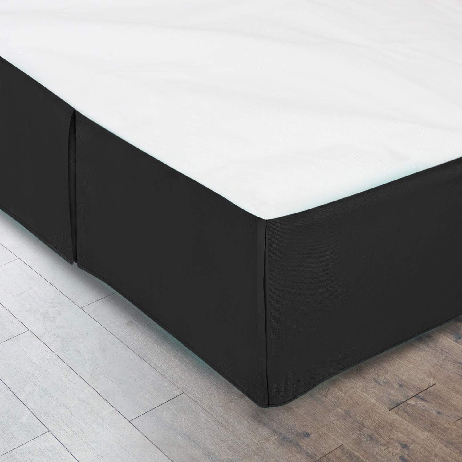 1000 TC Box Pleated Bed Skirt Twin XL Black 14 Inch Drop