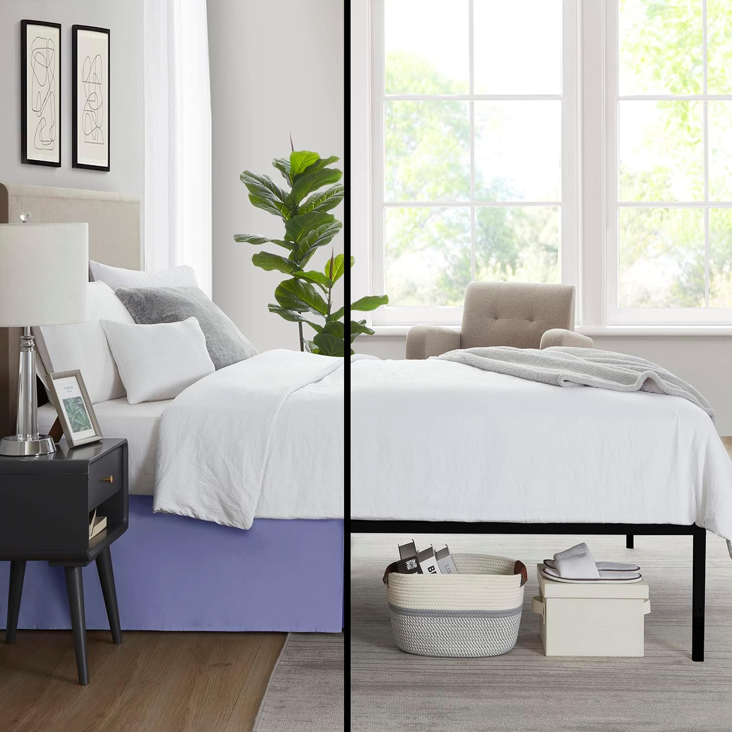 Nestl Steel Blue Full XL Bed Skirt - 14 Inch Drop