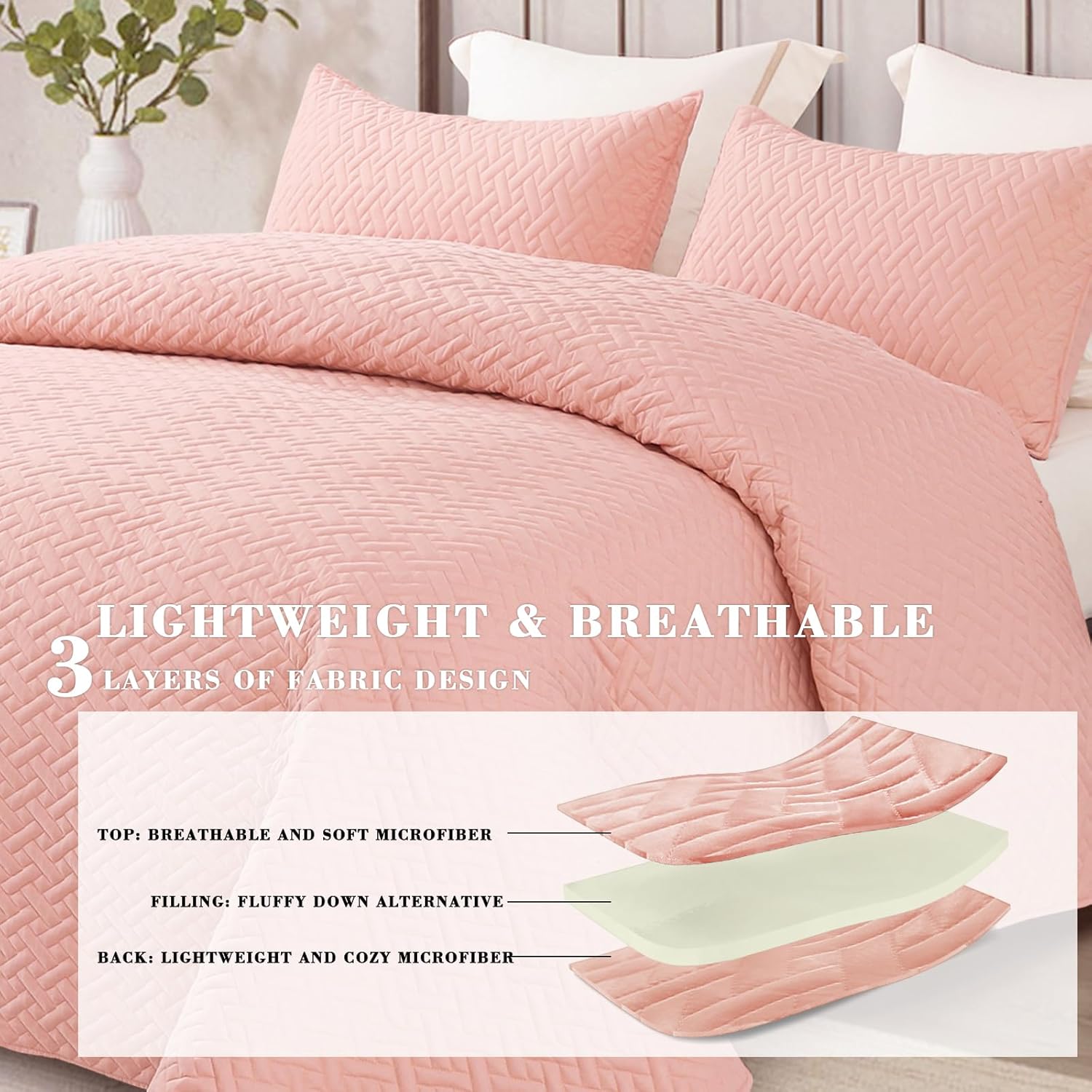 Exclusivo Mezcla Twin Quilt Set with Basket Weave Pattern 1