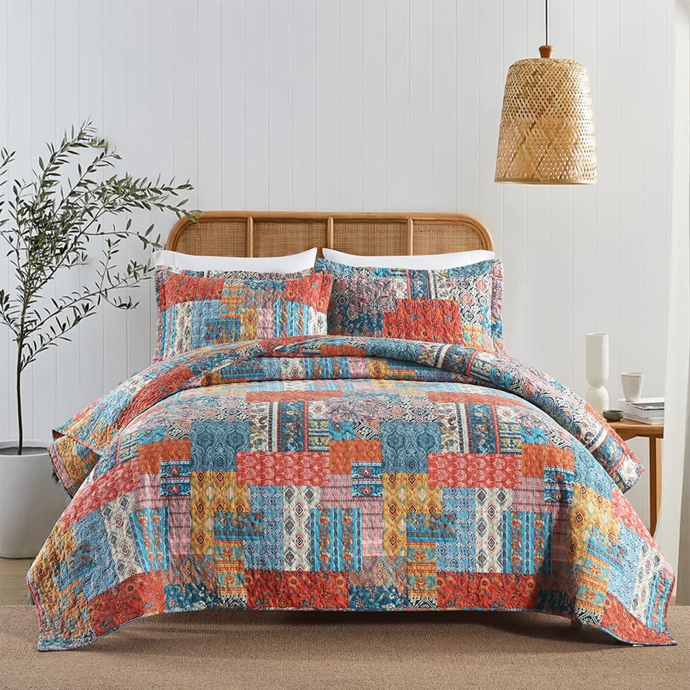 ENASAL Cotton Quilt Bedspread King Size Reversible