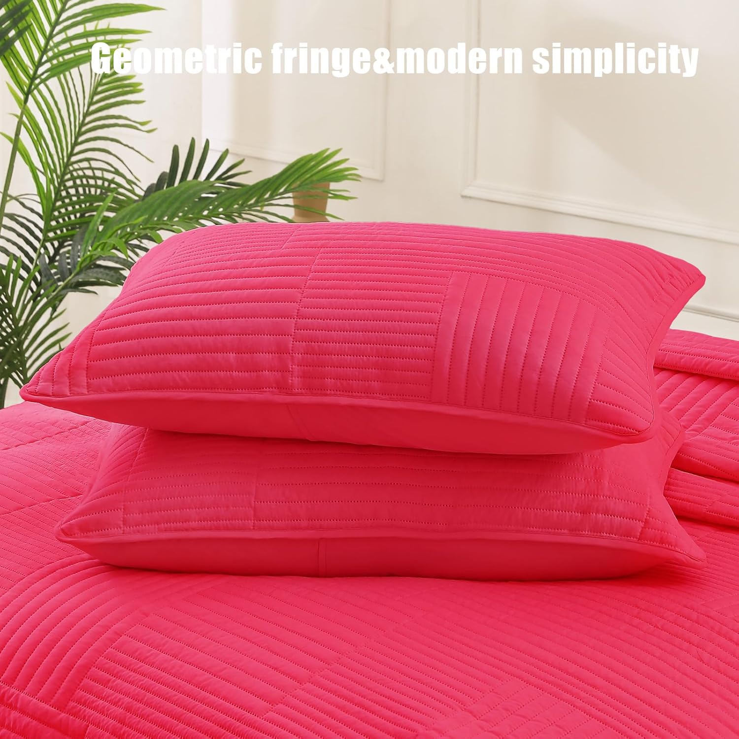 Whale Flotilla Ultra Soft Queen Quilt Set Hot Pink Microfiber 3-Piece Bedding