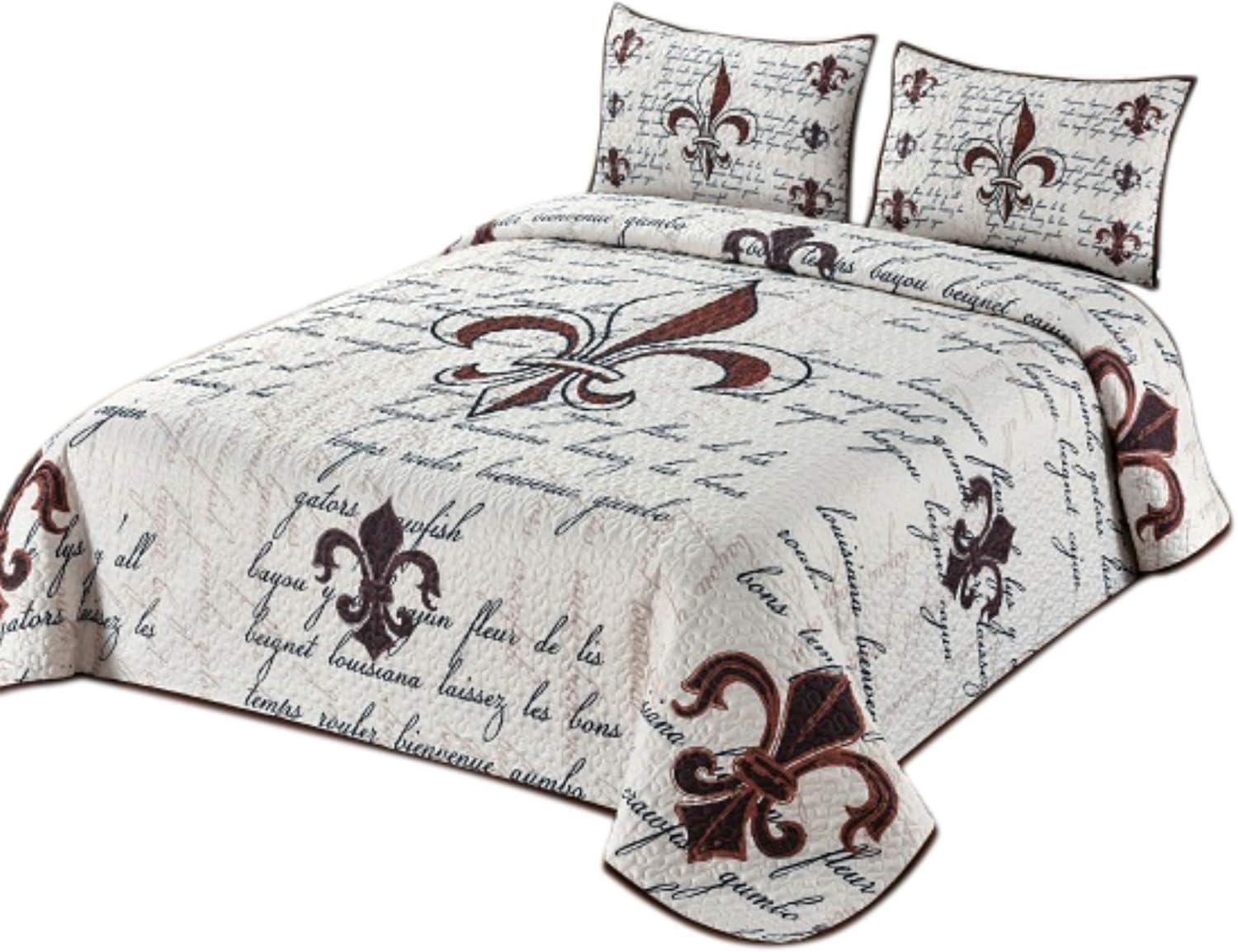 Wowser Fleur De Lis Quilt Bedding Set Ivory King Size