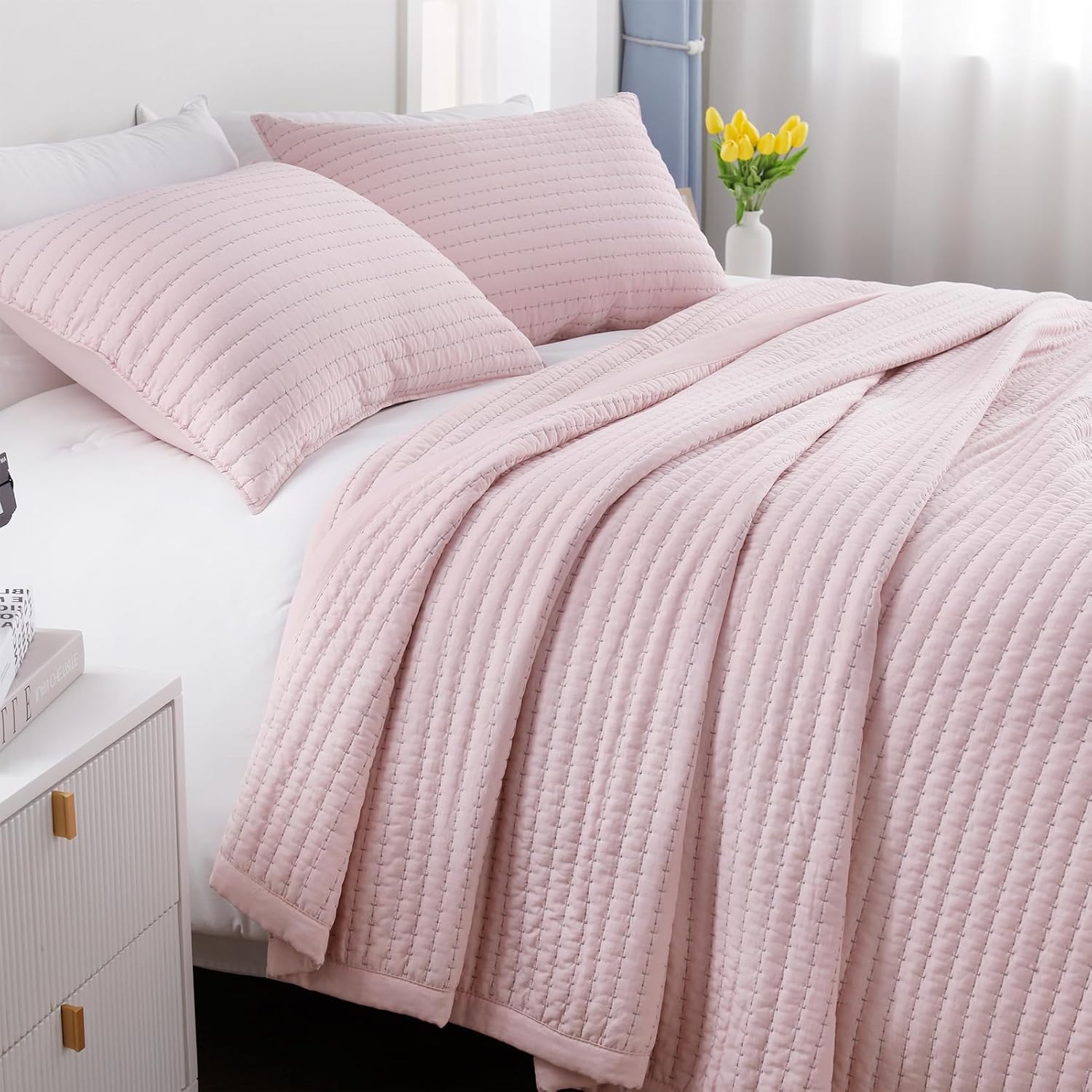 DAWNDIOR Max Oversized Quilt Set Pink