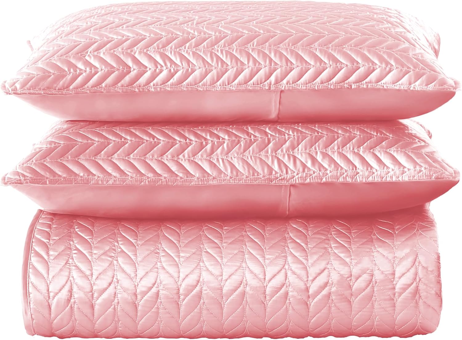 Whale Flotilla Silky Soft Satin Quilt Set Queen Size Pink