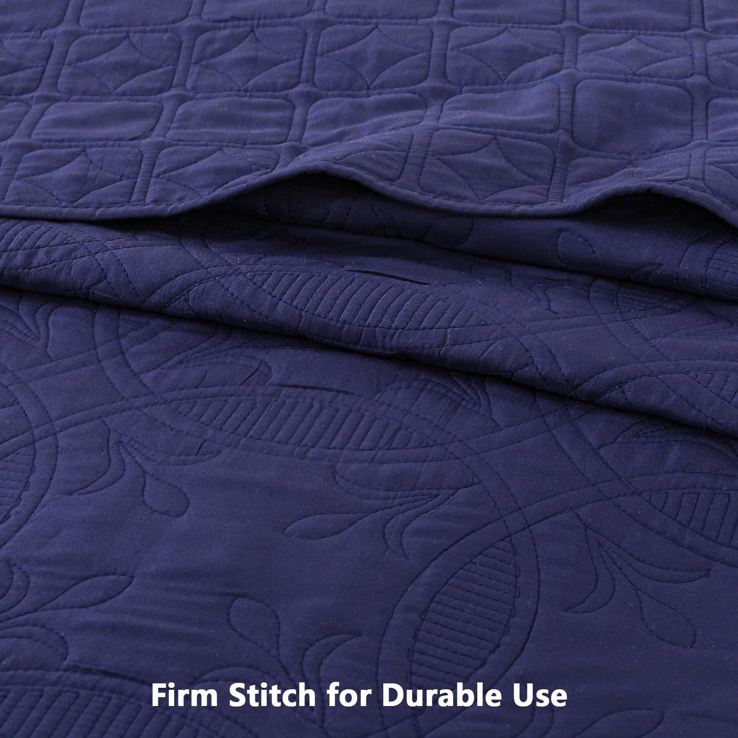 Yogeneg Navy Blue Queen Quilt Set with Pillow Shams