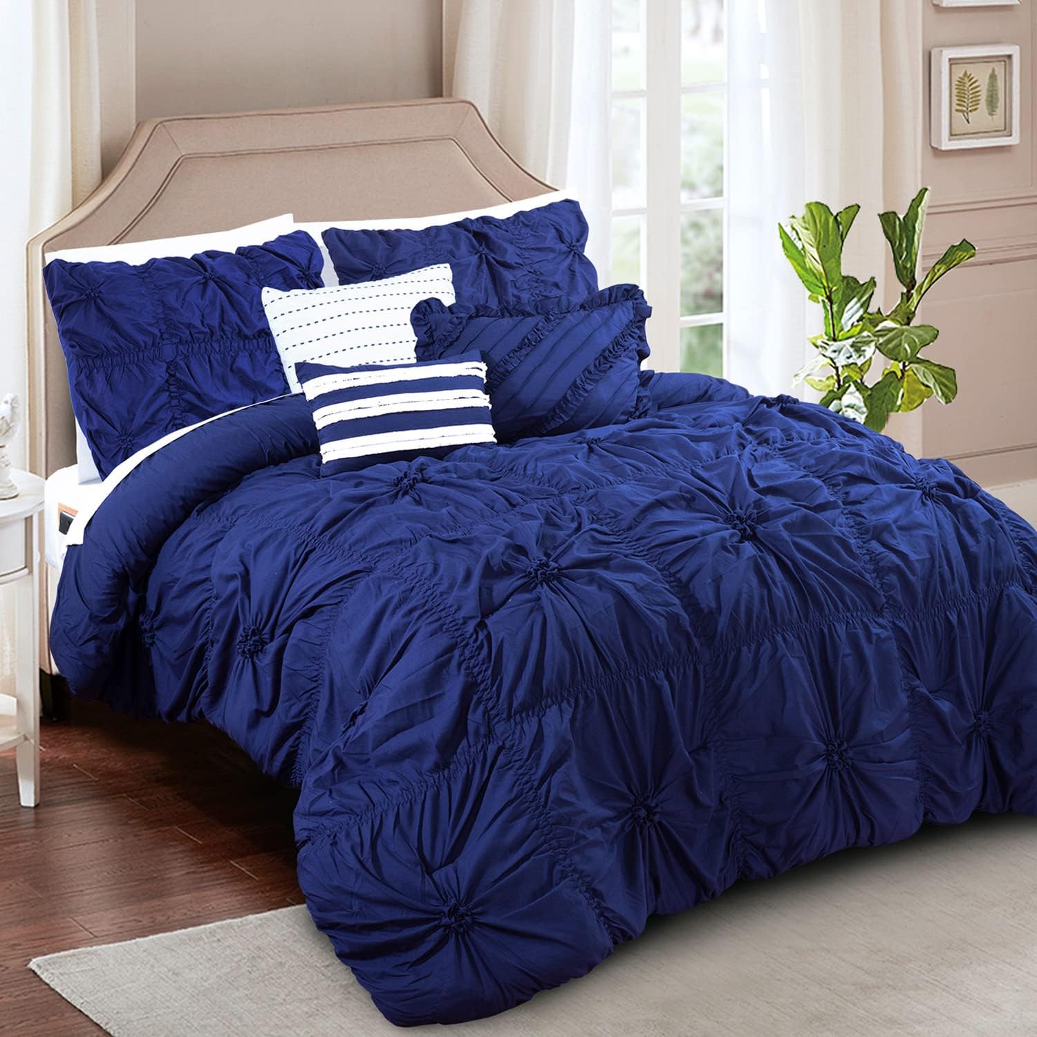 Elegant Comfort Amy 12-Piece Comforter Set Queen Blue