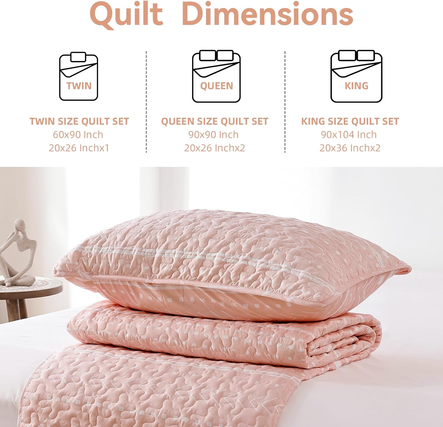 JANZAA Queen Size Quilt Set 3PCS Reversible