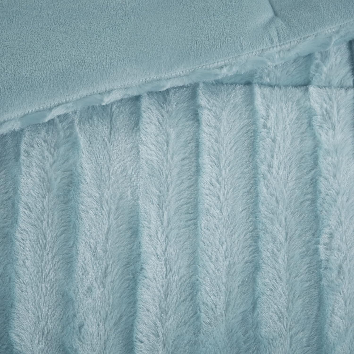Madison Park Duke Luxe Faux Fur Comforter Set Aqua 3 Piece