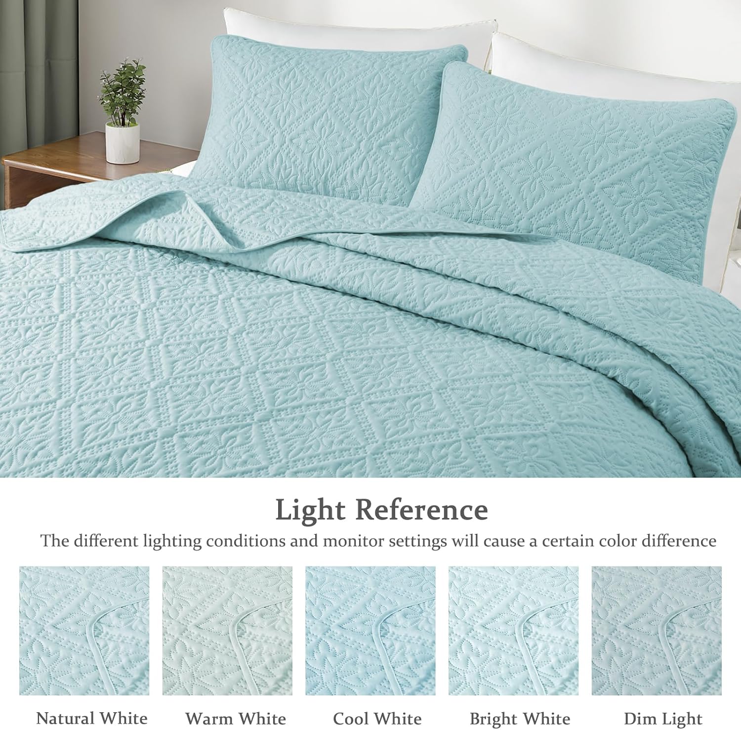 Exclusivo Mezcla Twin Quilt Set Aqua Blue Modern Bedspreads with 1 Pillow Sham