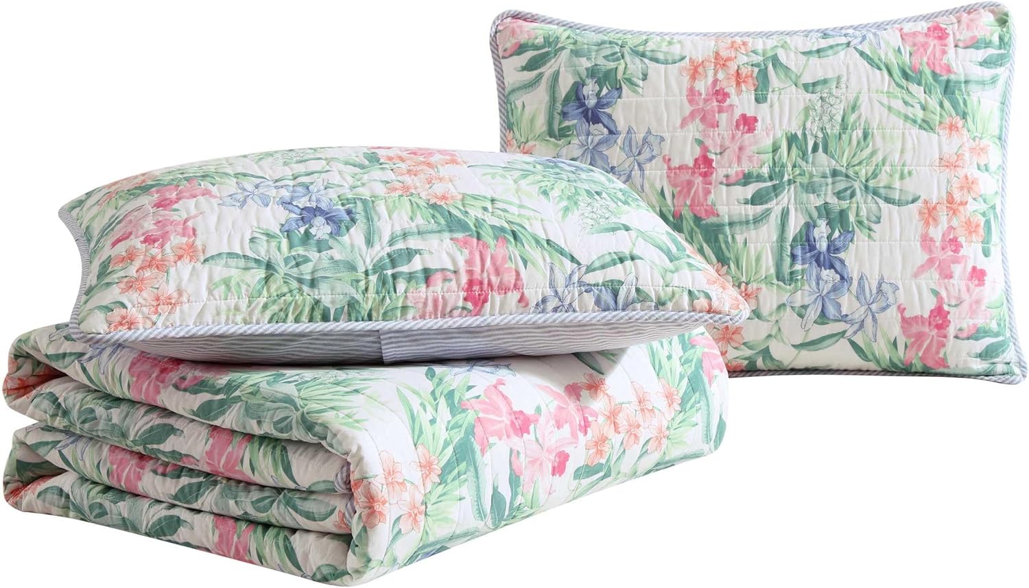 Tommy Bahama Twin Quilt Set - Reversible Cotton Coastal Bedding