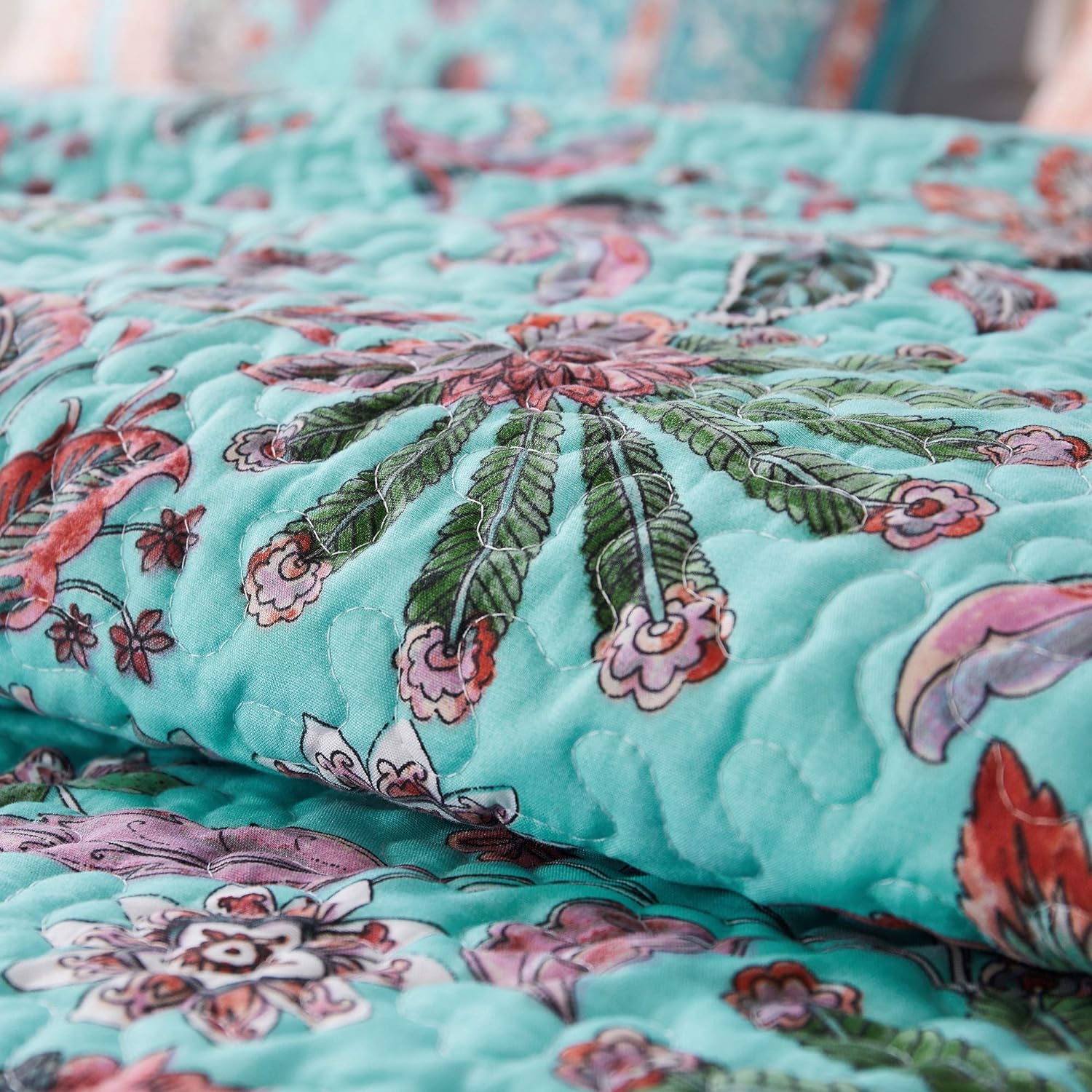 Greenland Home Barefoot Bungalow Quilt Set 3-Piece FullQueen Turquoise
