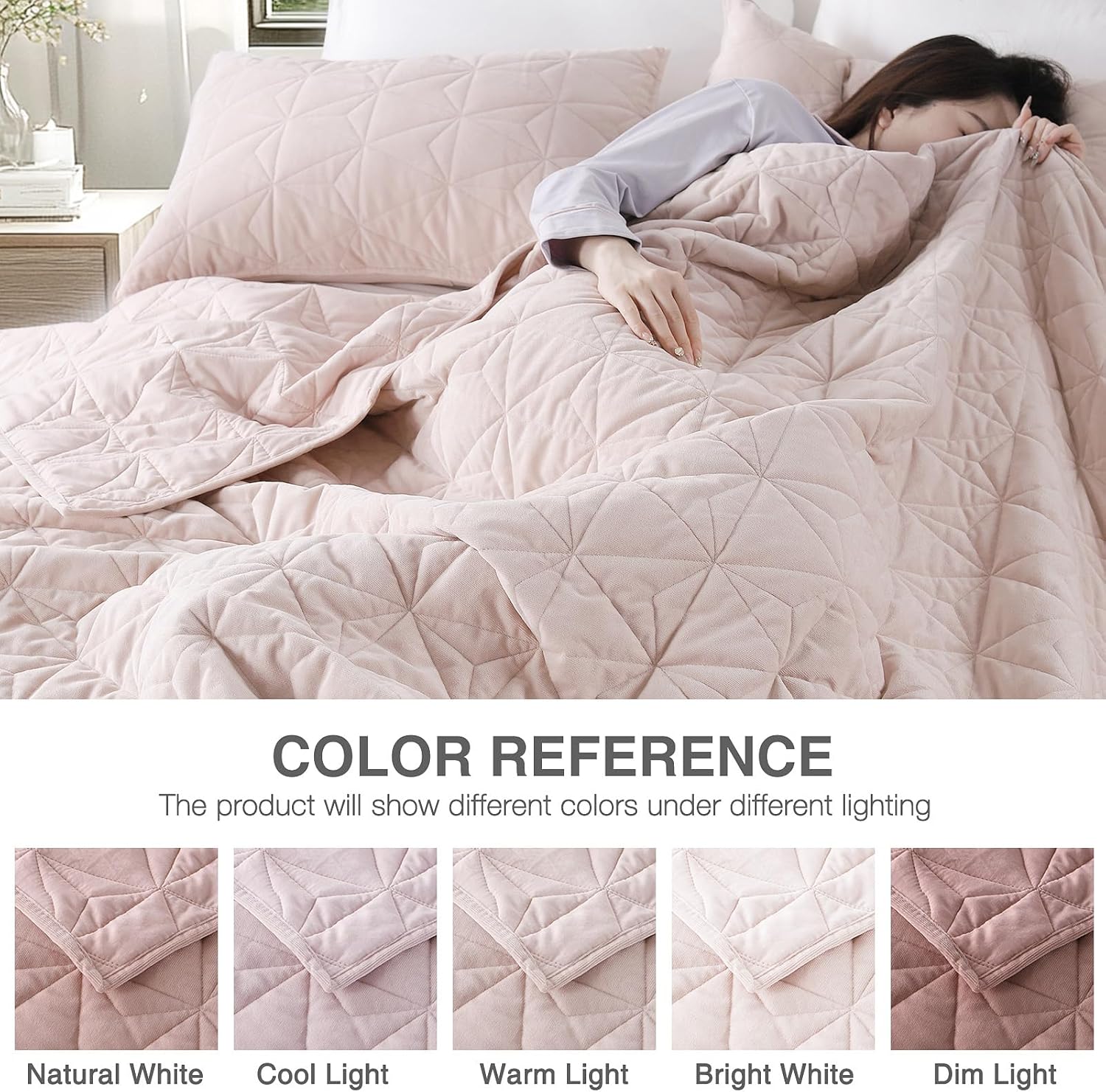 Luxury Velvet Oversized California King Quilt Set Rose Pink
