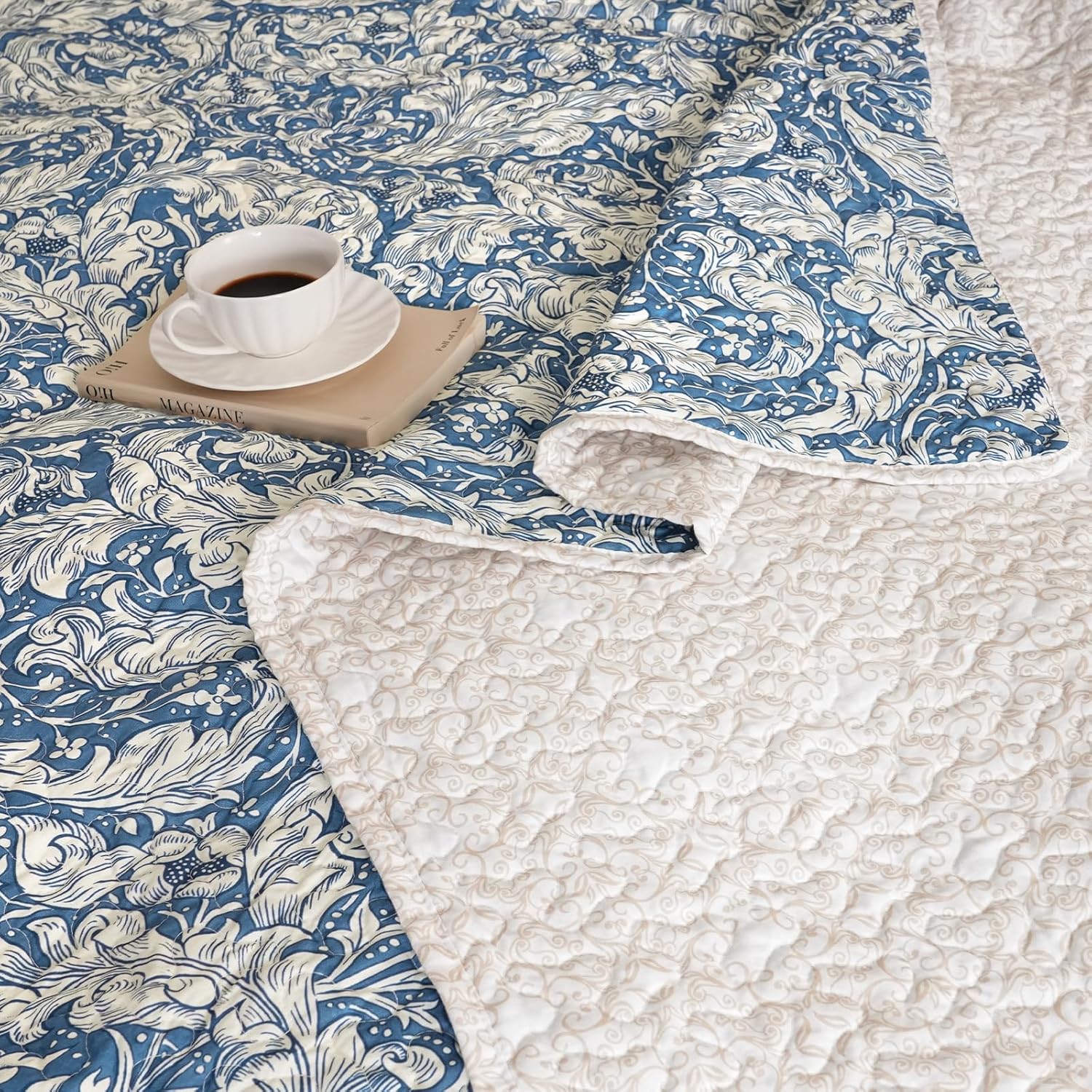 PHF Floral Patchwork Quilt Set Twin Size 68x86