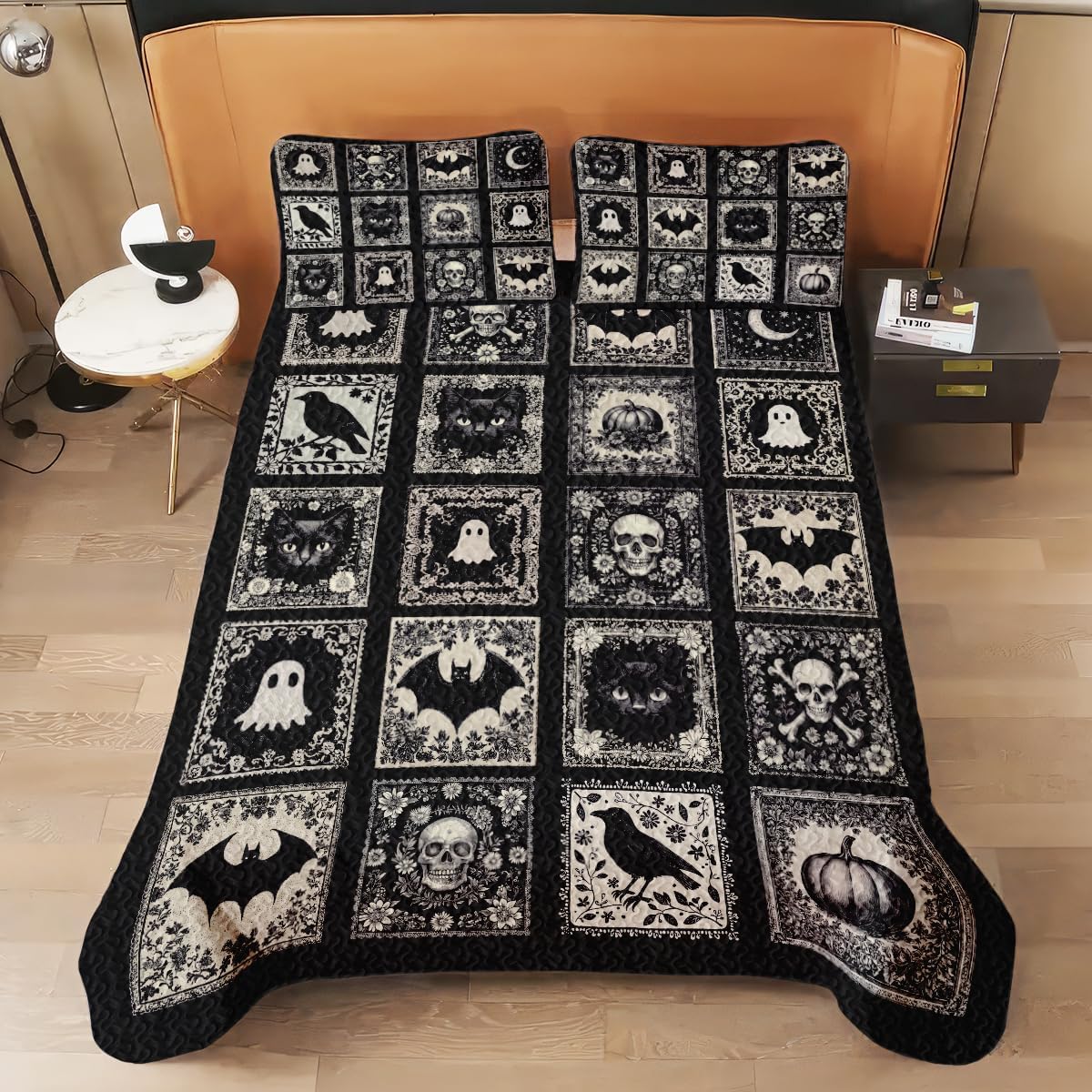 Witch Throw Pattern Quilt Set - Queen Twin Full Halloween Decor