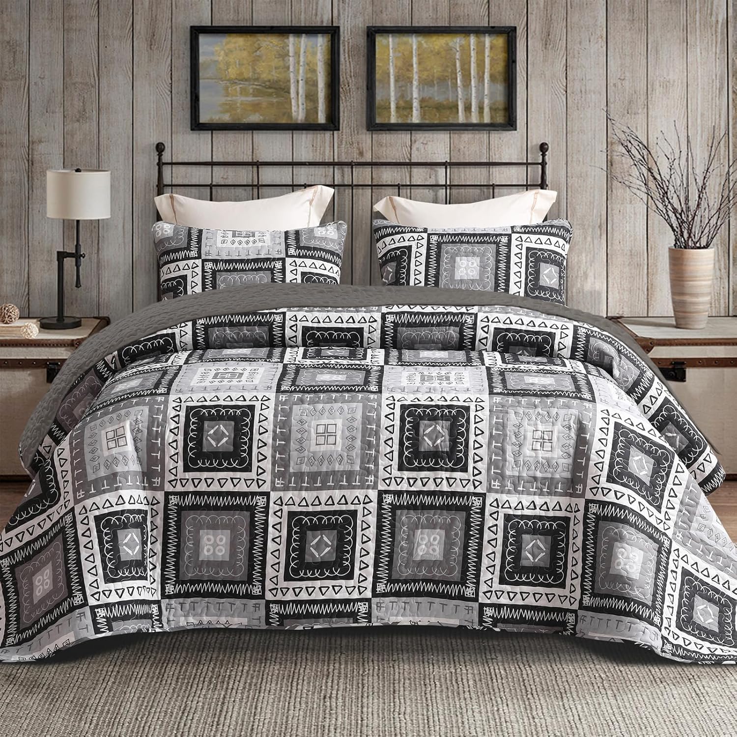 Exclusivo Mezcla Reversible Boho Quilt Set Twin Size 1