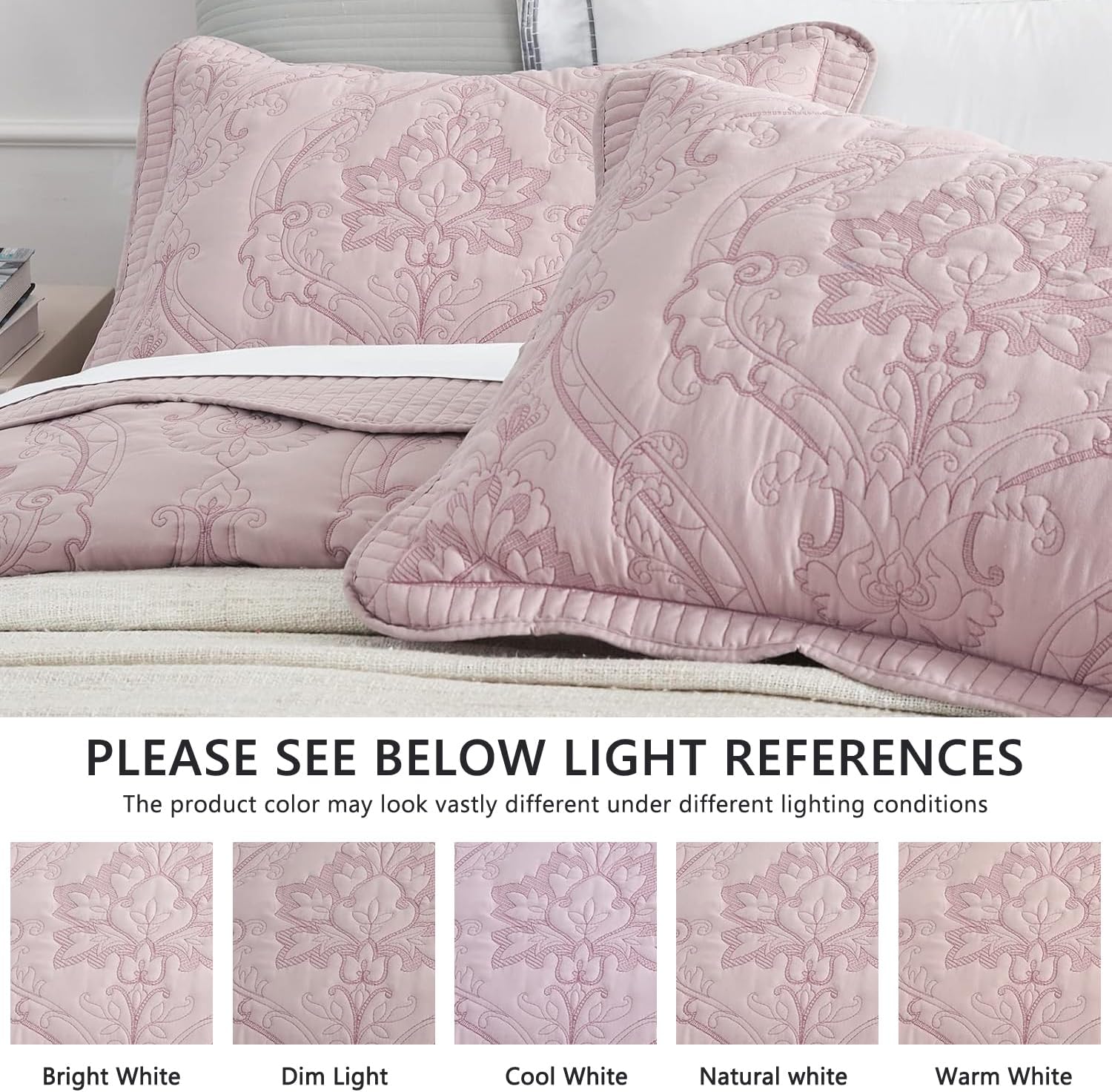 CHIXIN Oversized King Bedspread Set - Damask Paisley Pattern 4 Piece Reversible