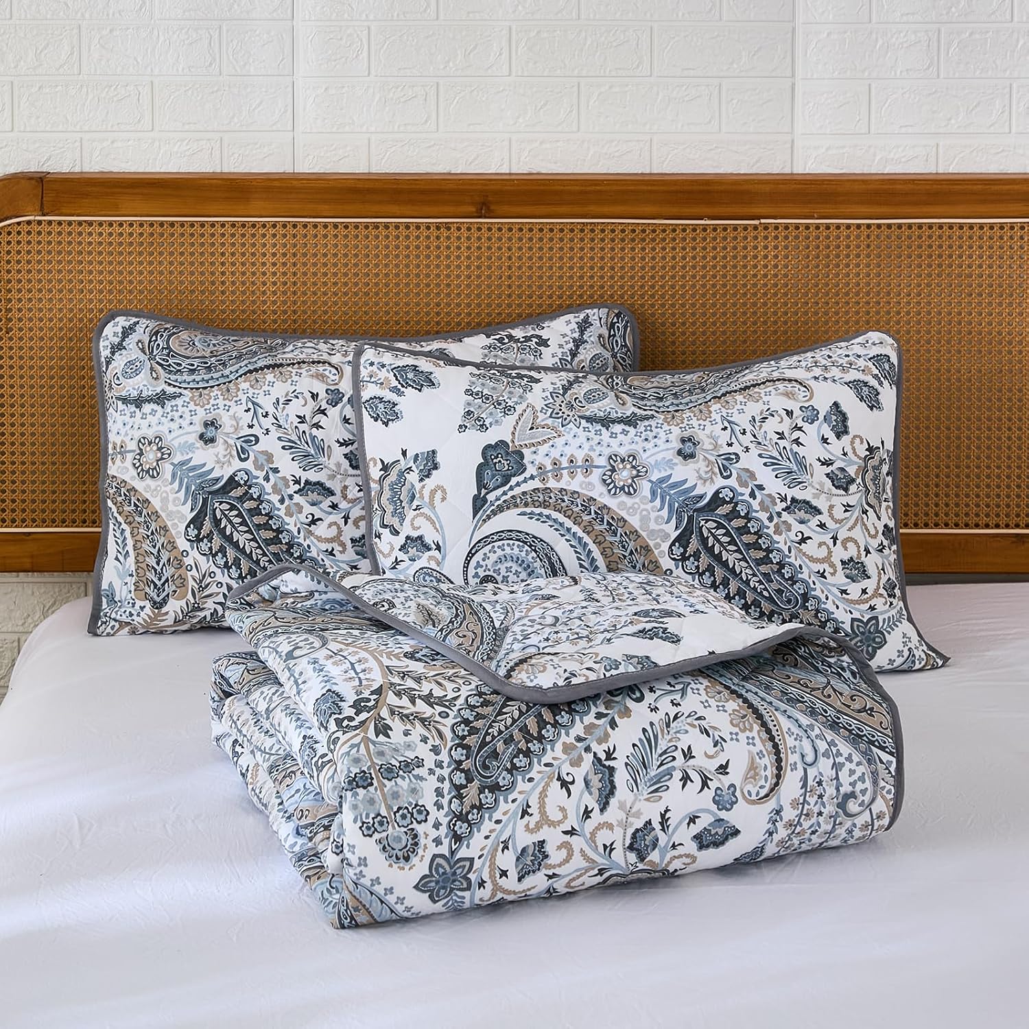 Cozaline 100 Cotton King Quilt Set with 2 Pillowcases