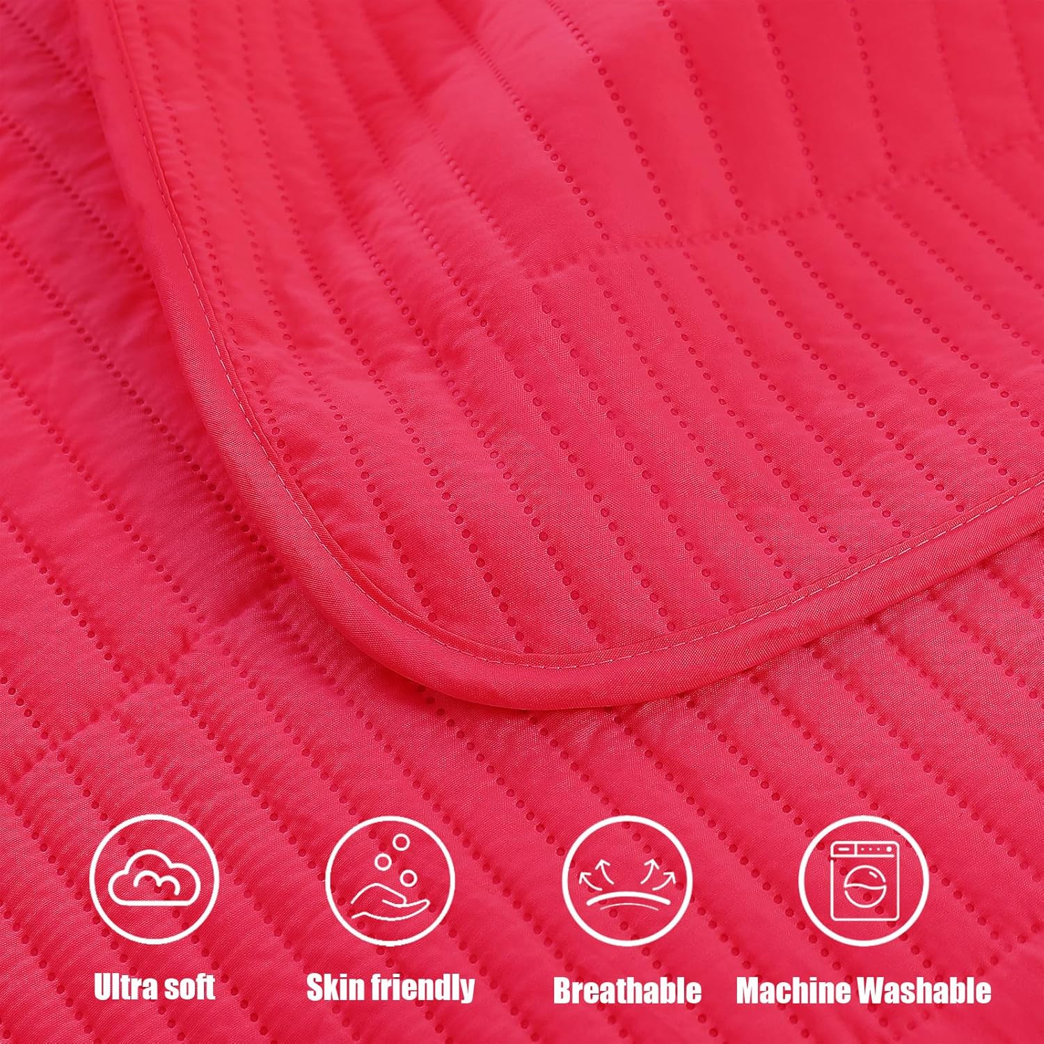 Whale Flotilla Ultra Soft Queen Quilt Set Hot Pink Microfiber 3-Piece Bedding