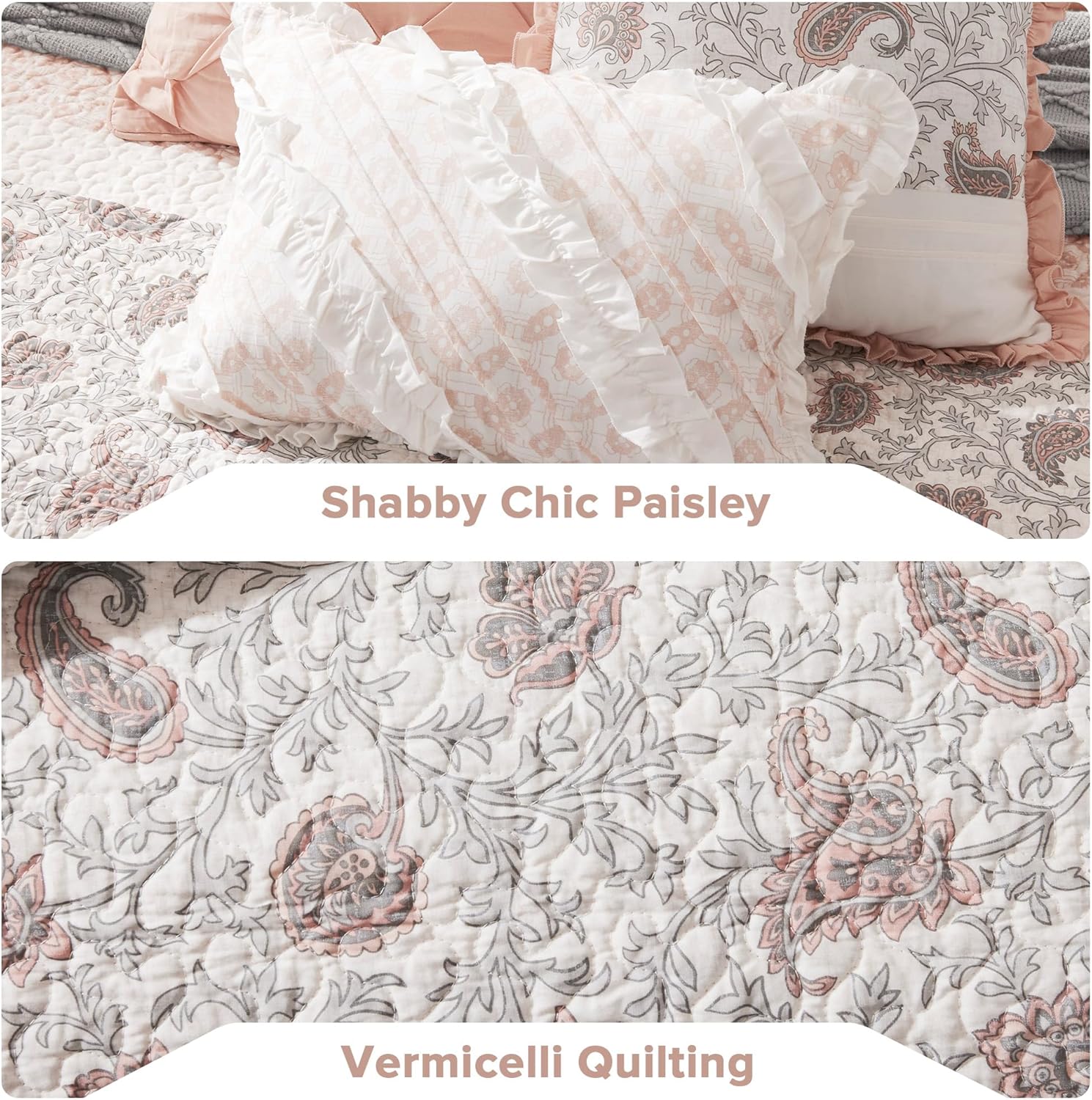 Madison Park Cotton Floral Print Quilt Set 6 Piece