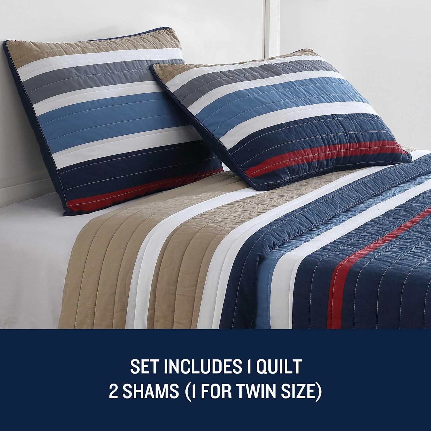 Nautica Twin Quilt Set - Reversible Cotton Bedding 1