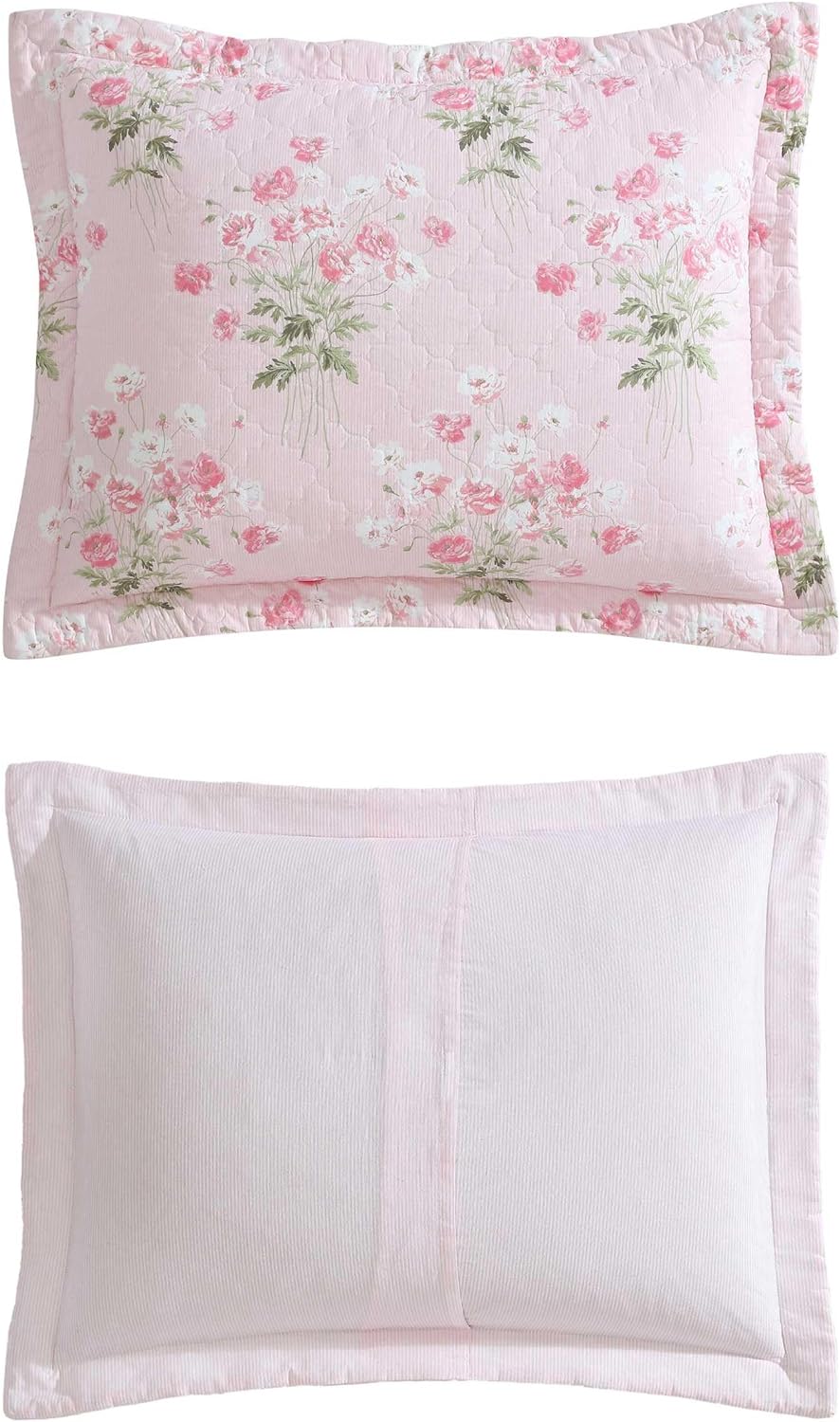 Laura Ashley King Quilt Set with Shams and Coquette Decor