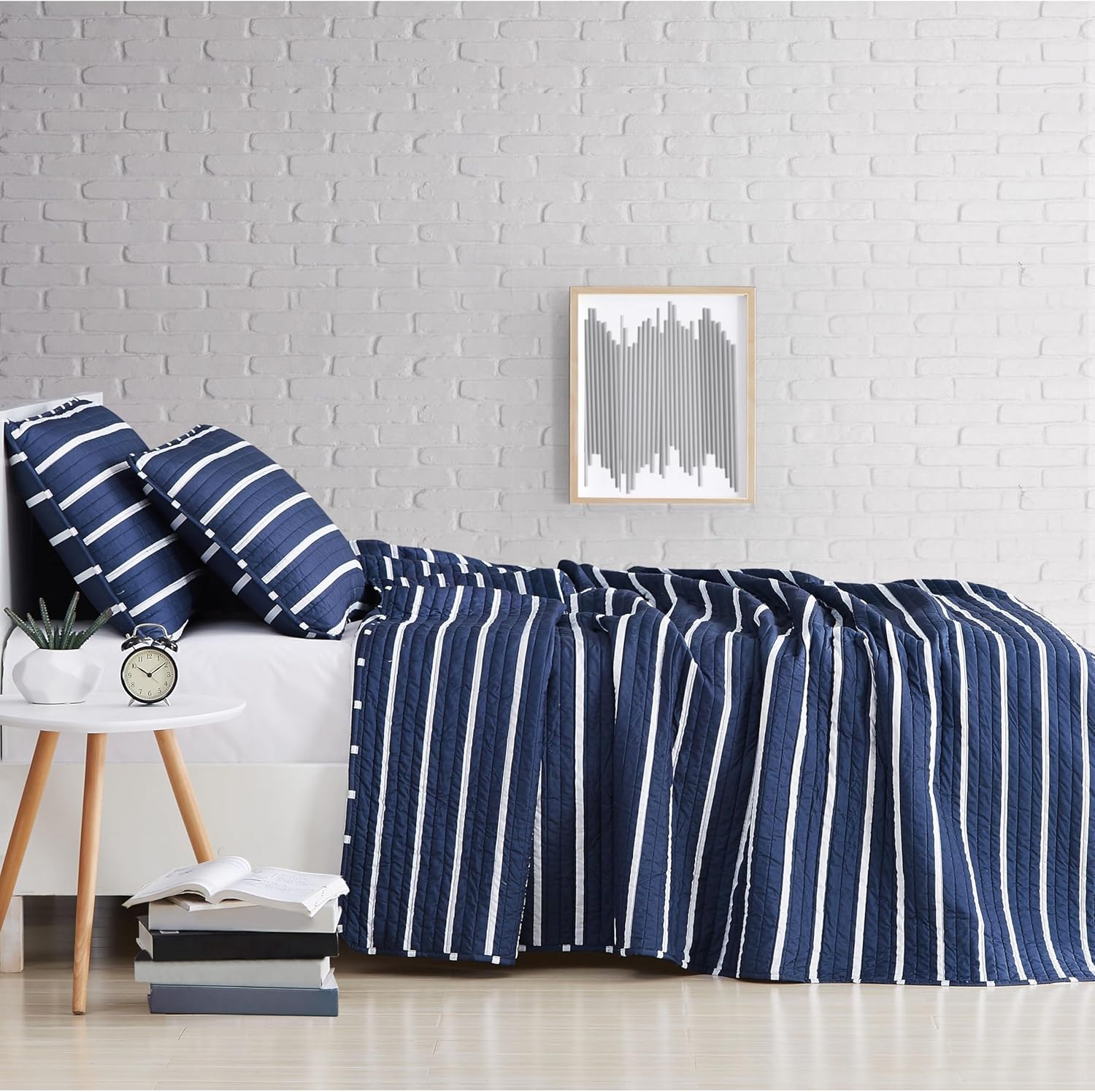 TRULY SOFT Navy Stripe Twin XL Quilt Set