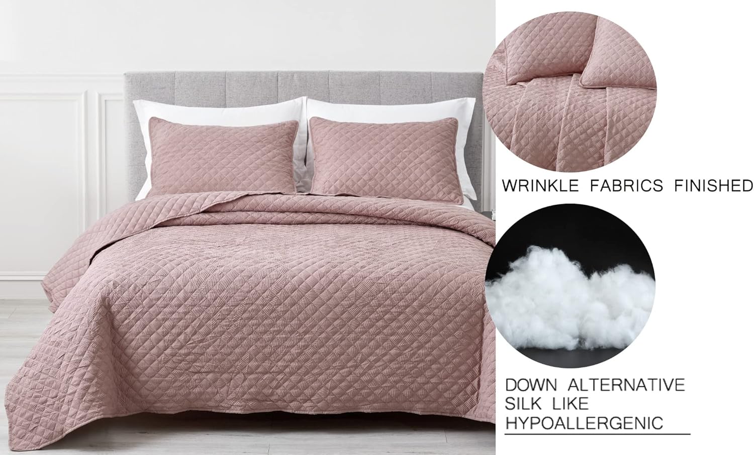 Chezmoi Collection Pucker 3-Piece King Quilt Set