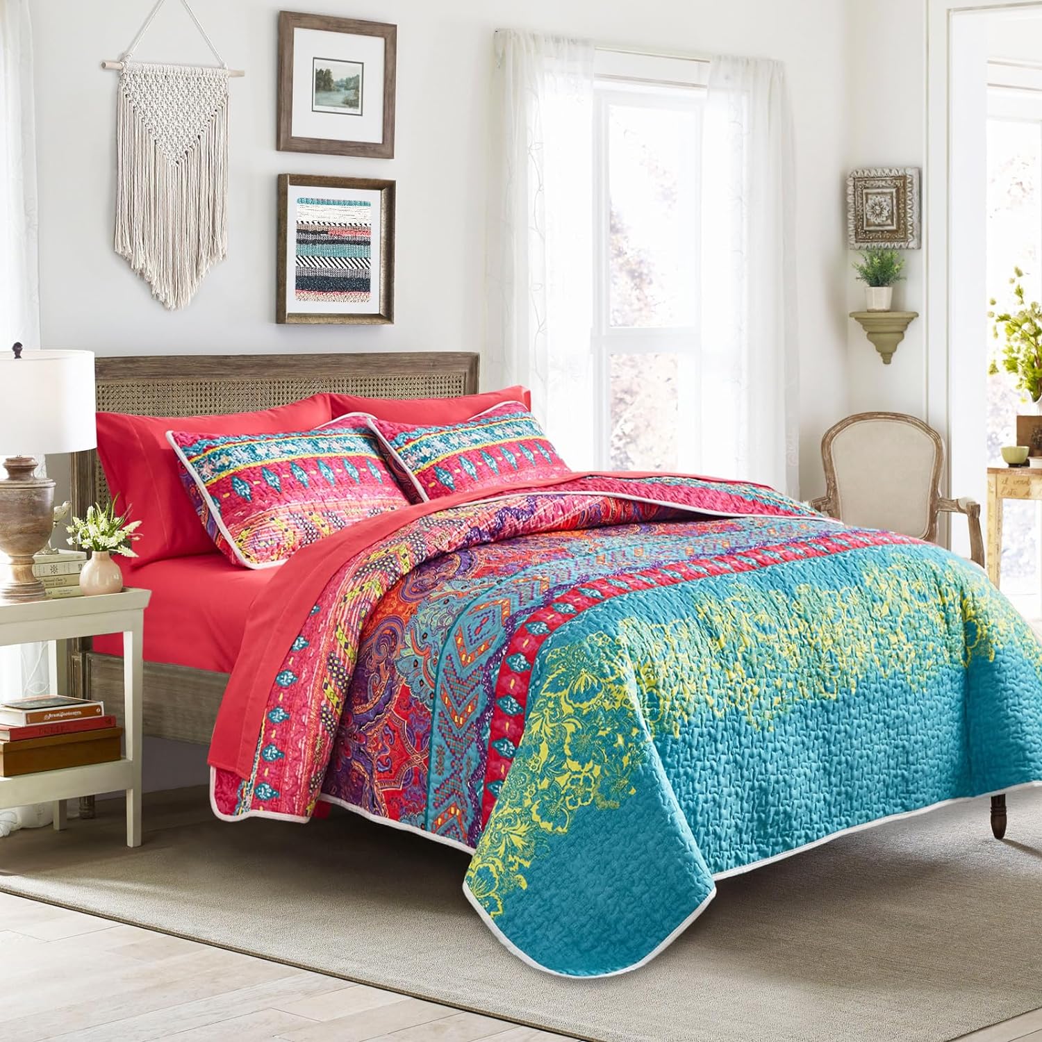 Tititada 2-Piece Bohemian Quilt Set Twin Size