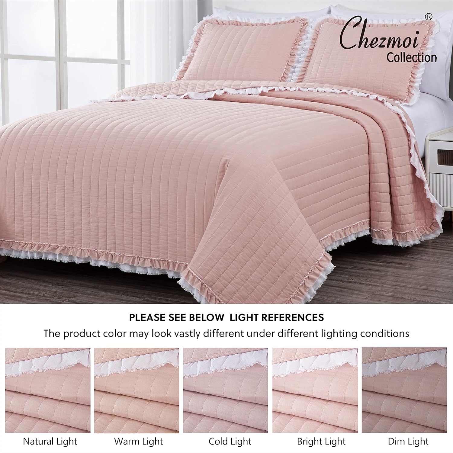 Chezmoi Collection Bonnie 3-Piece Cotton Quilt Set