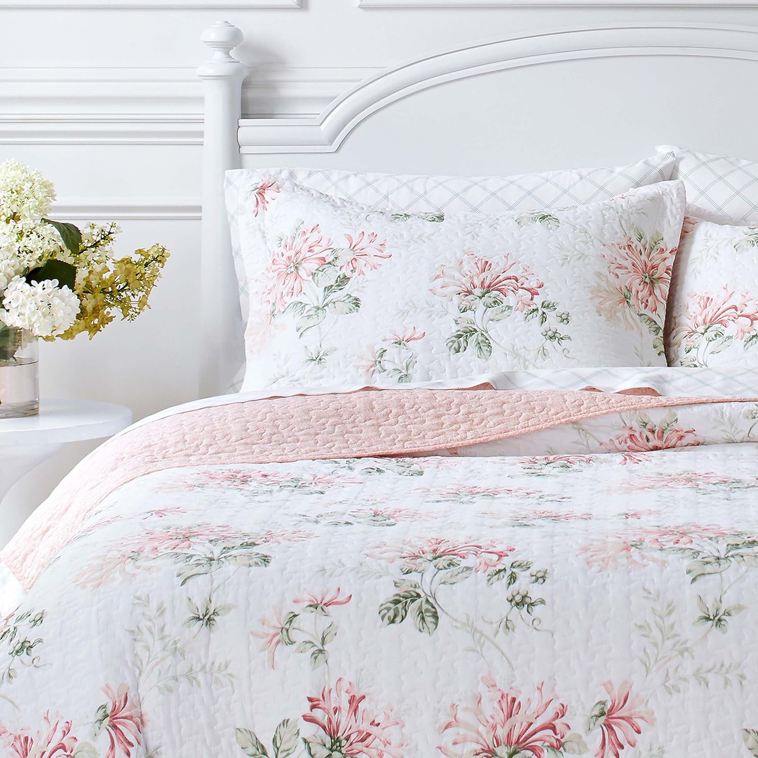 Laura Ashley Twin Quilt Set - Honeysuckle Pink