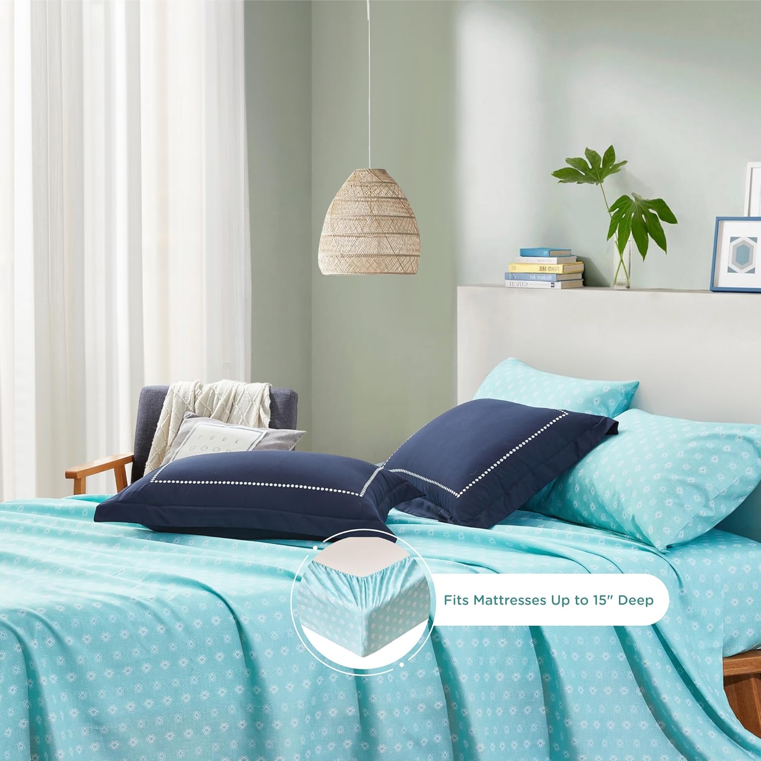 Degrees of Comfort Blue Twin XL Comforter Set with Side Pockets