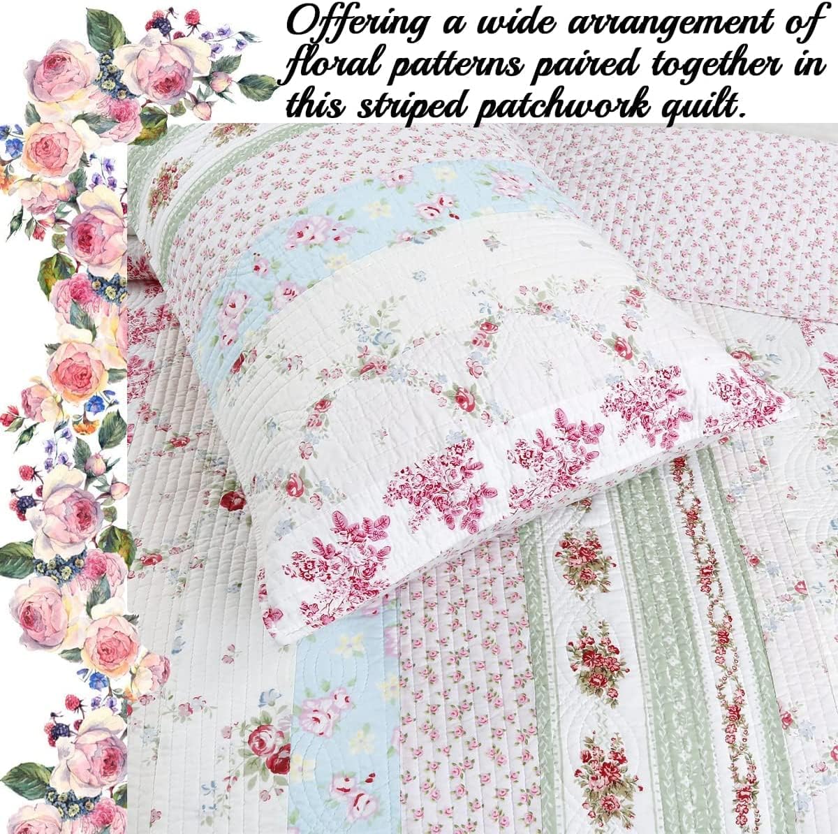 Cozy Line 100 Cotton Reversible Quilt Bedding Set Queen 3 Piece