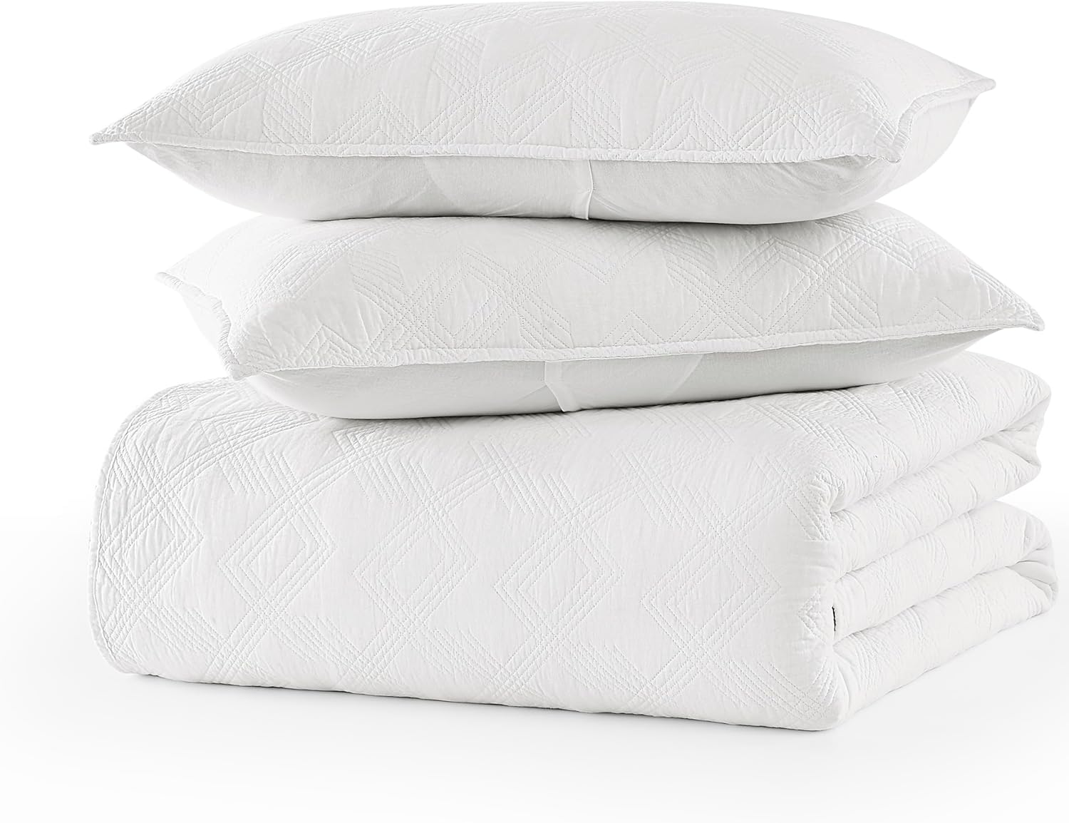 WDCOZY Cotton Quilt Set Twin Size with 1 Pillow Sham