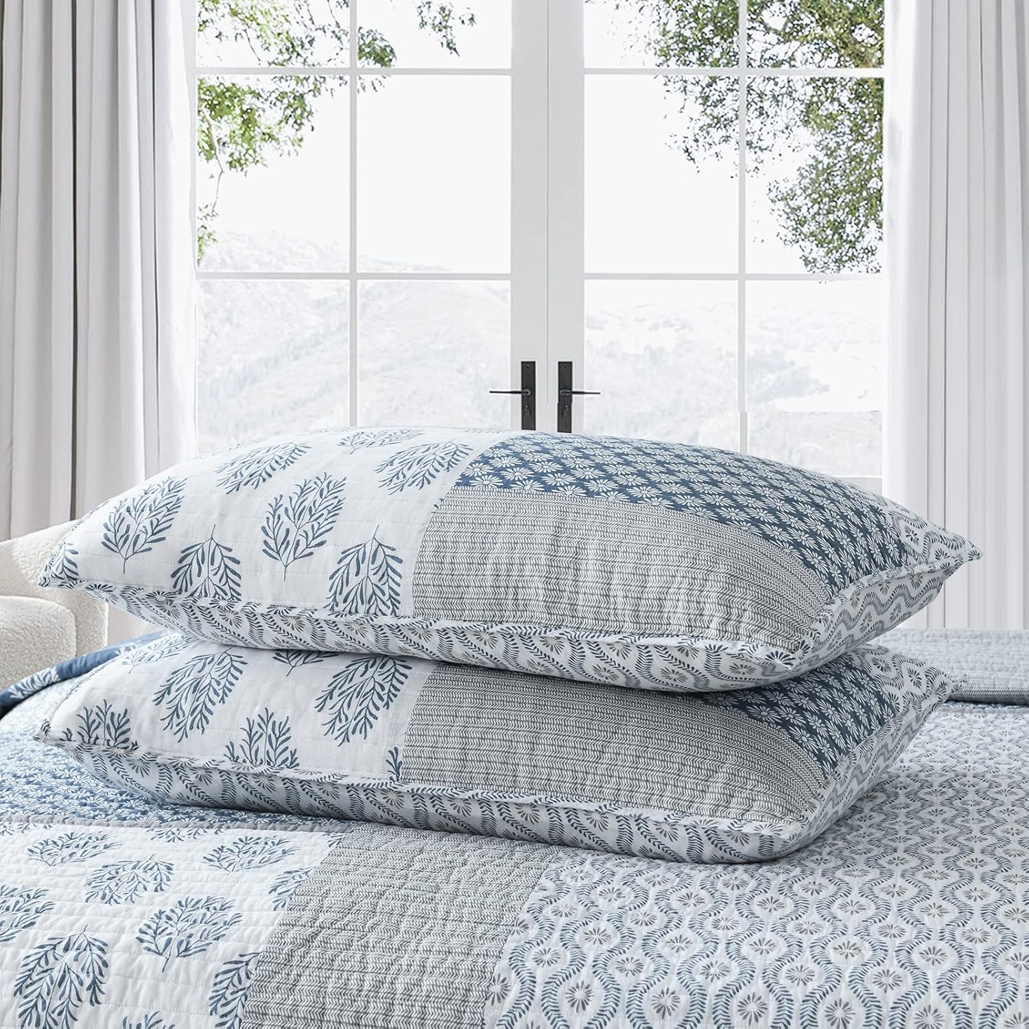 PANGUSHAN King Size Quilt Set - 3 Piece Cotton Bedding