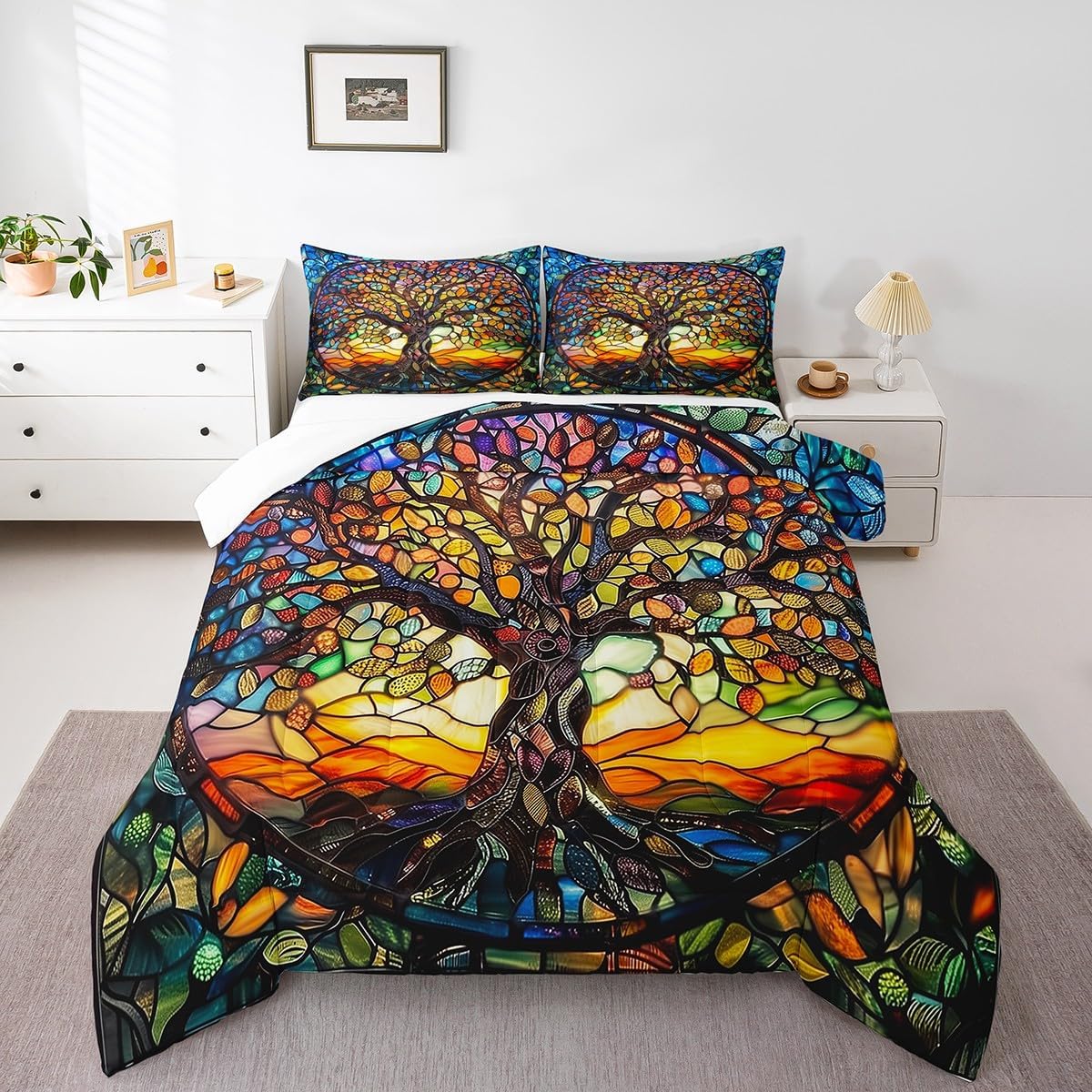 Castle Fairy Modern Geometry Comforter Set Queen Size