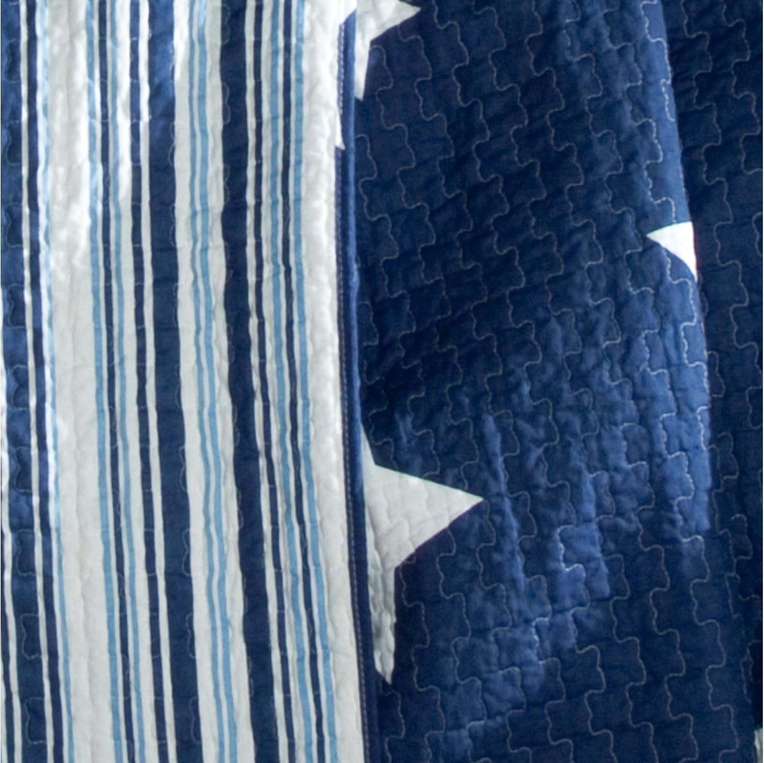 Lush Decor Star Quilt Set - Reversible Twin Navy