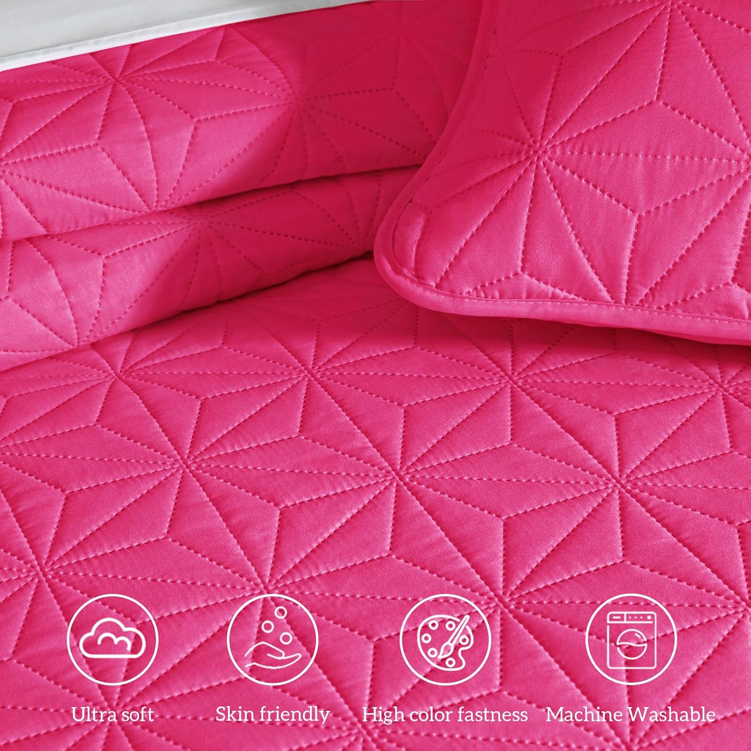 Whale Flotilla Twin XL Quilt Set Hot Pink