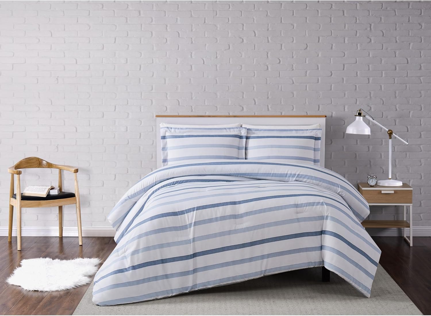 TRULY SOFT Waffle Stripe Duvet Cover Set