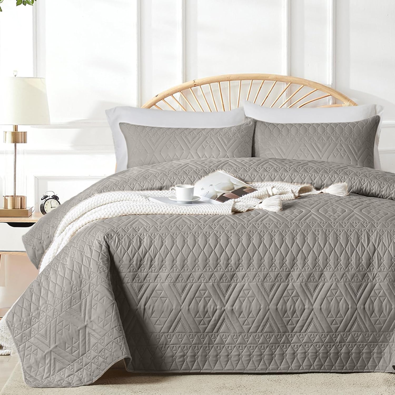 akkialla Twin Size Quilt Bedding Set Dark Grey 1