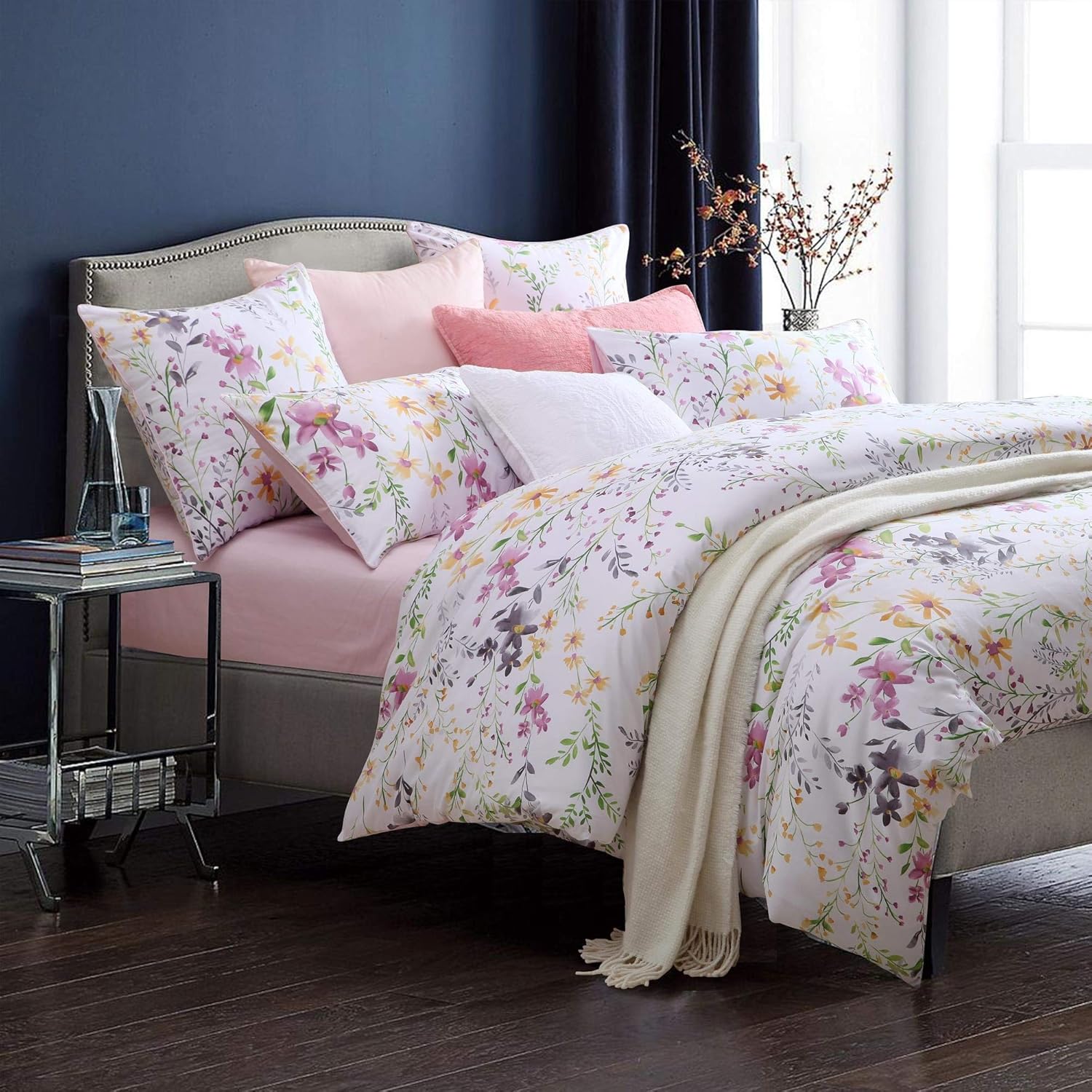 Brandream Garden Style Floral Queen Duvet Cover Set
