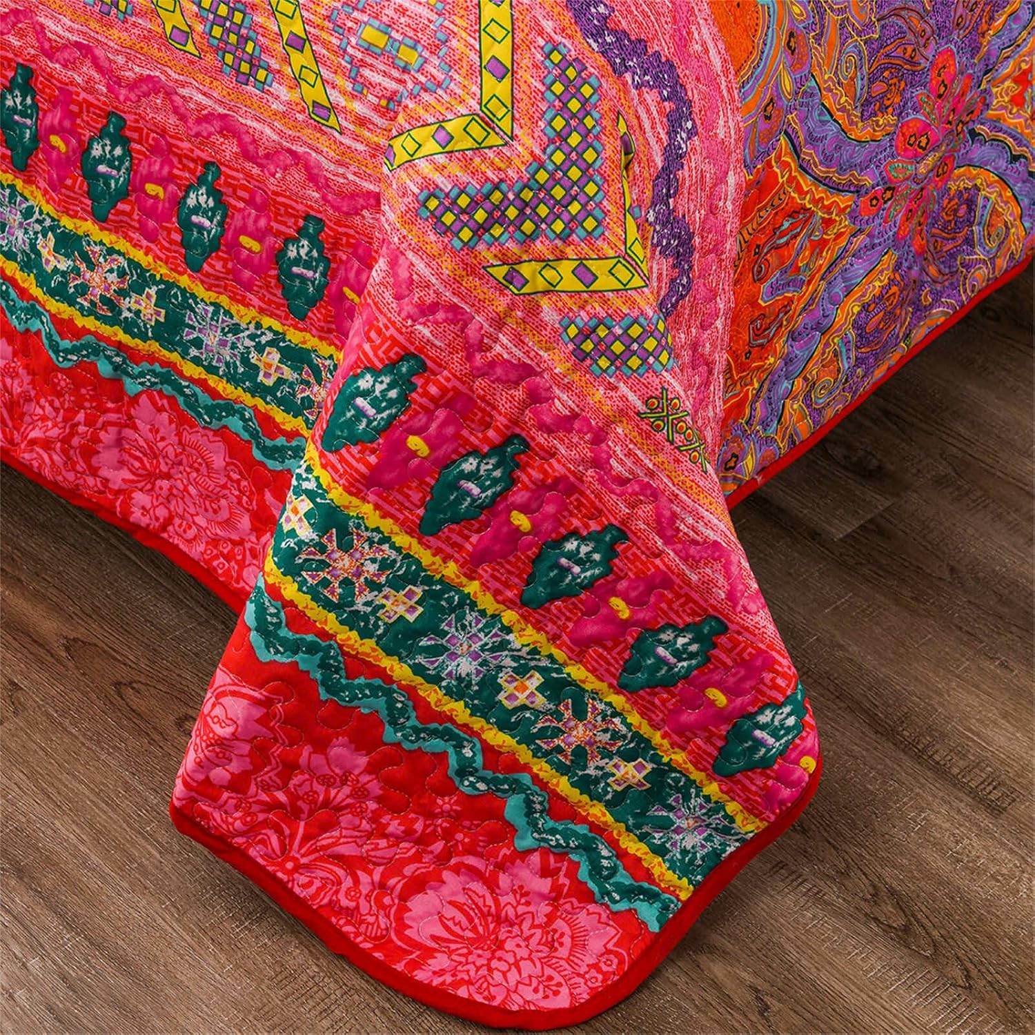 YASMENG Boho Quilt Set Queen Size 3 Piece